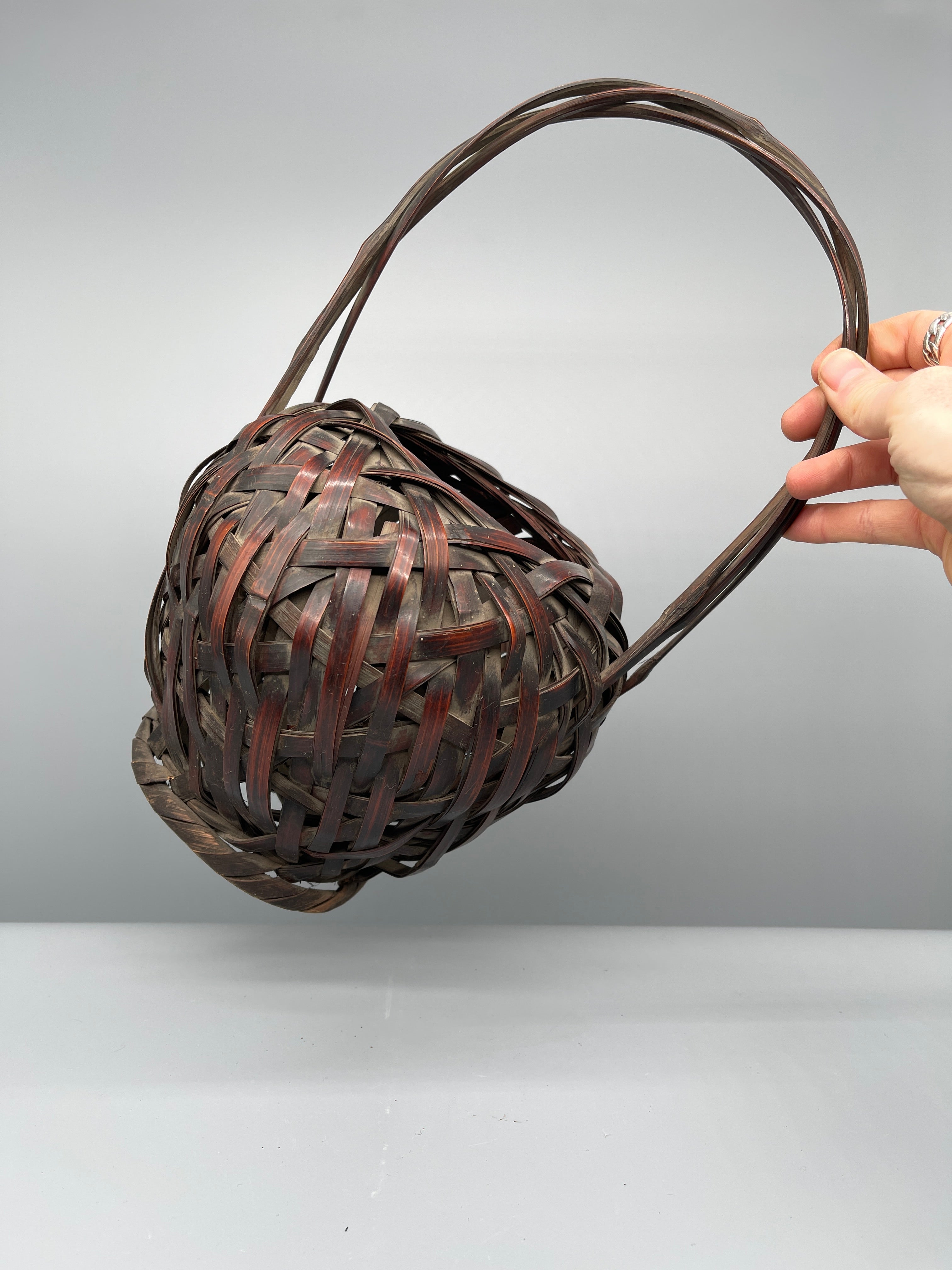 Vintage Japanese Midare-ami Style Ikebana Basket - Bamboo