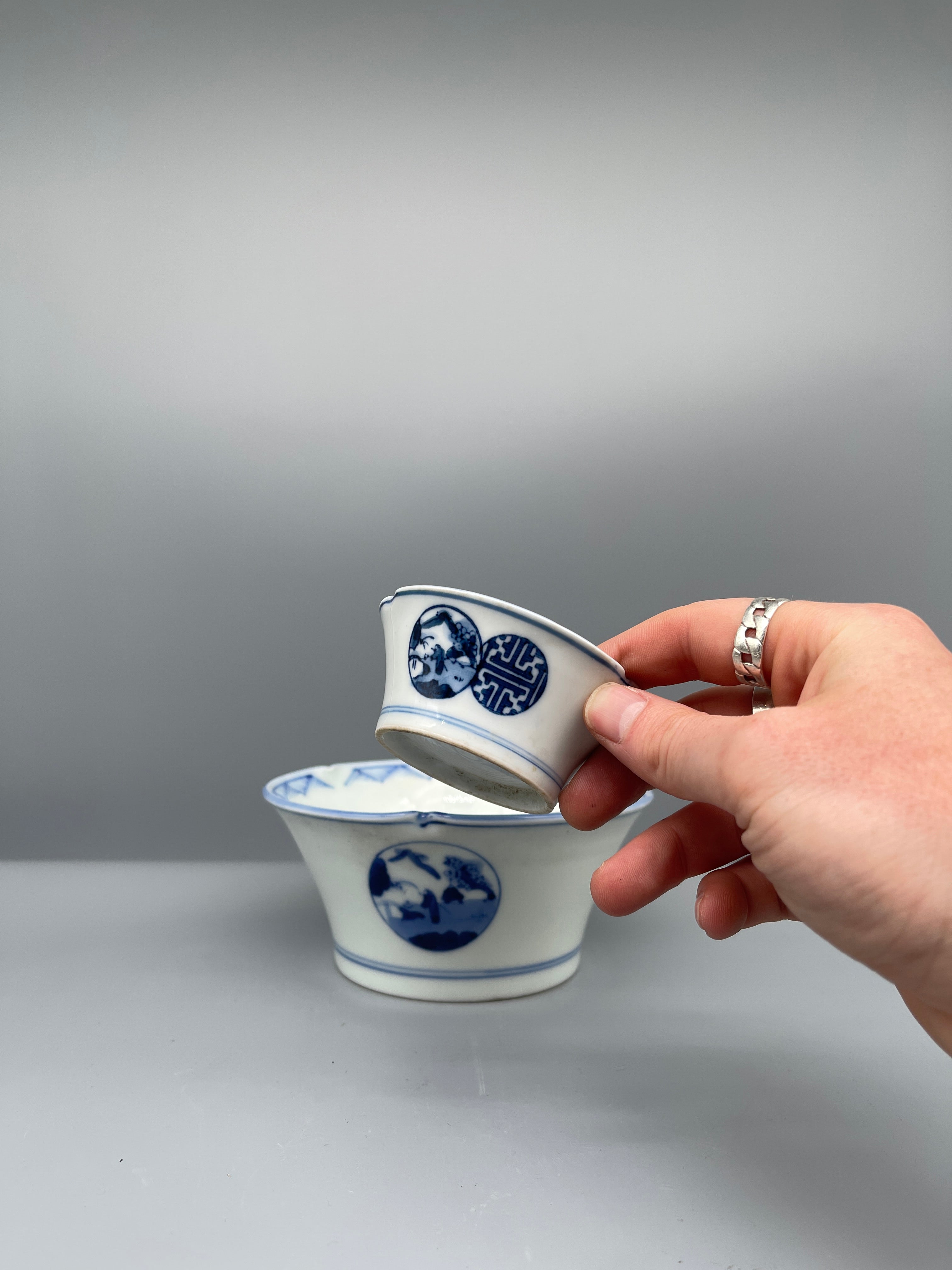 Japanese Two Piece Donburi Set, Blue & White