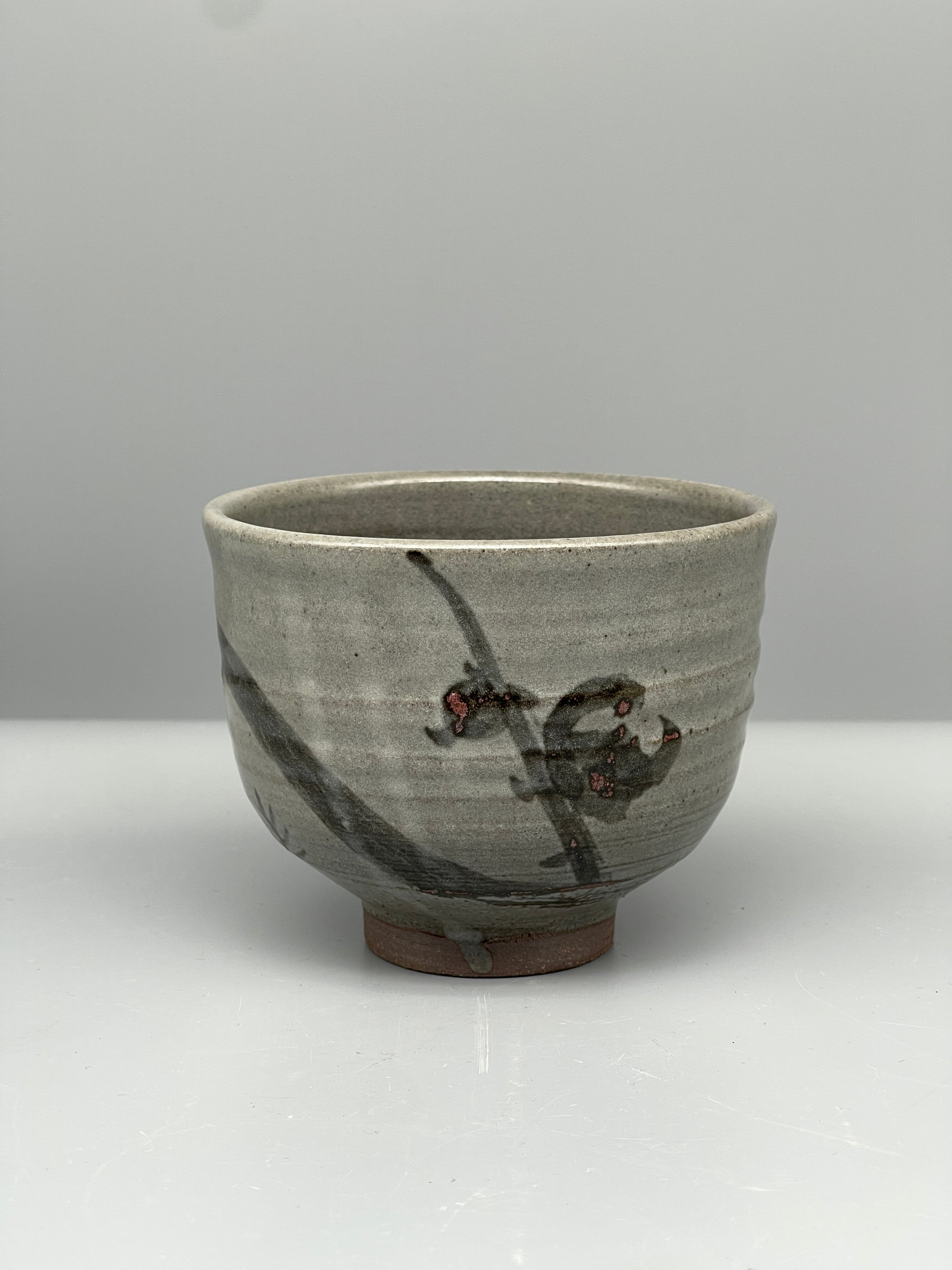 Vintage Japanese Chawan Tea Bowl - Stoneware, Painted Floral Motif