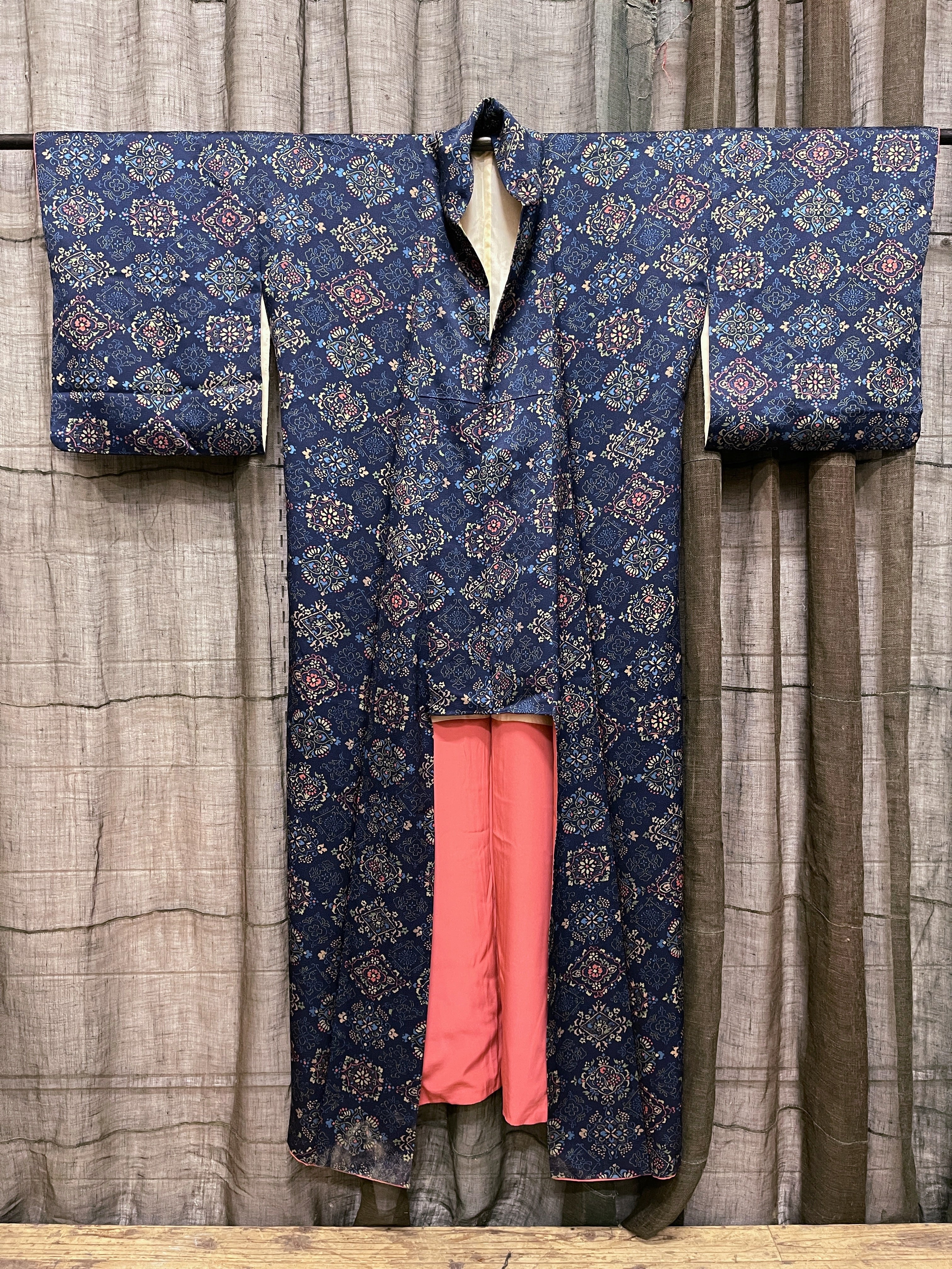Vintage Japanese Silk Kimono | Navy