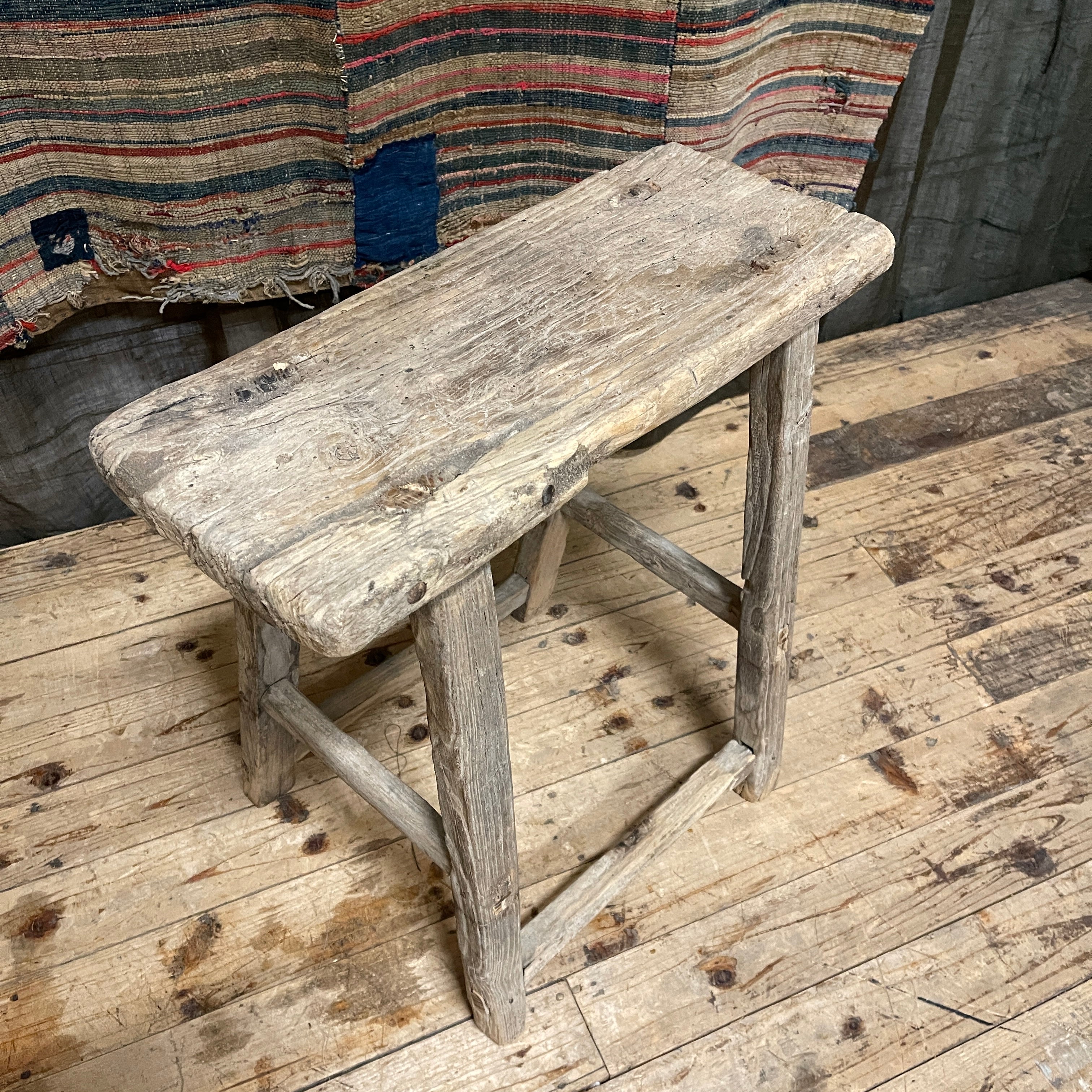 Antique Chinese Provincial Elm Stool