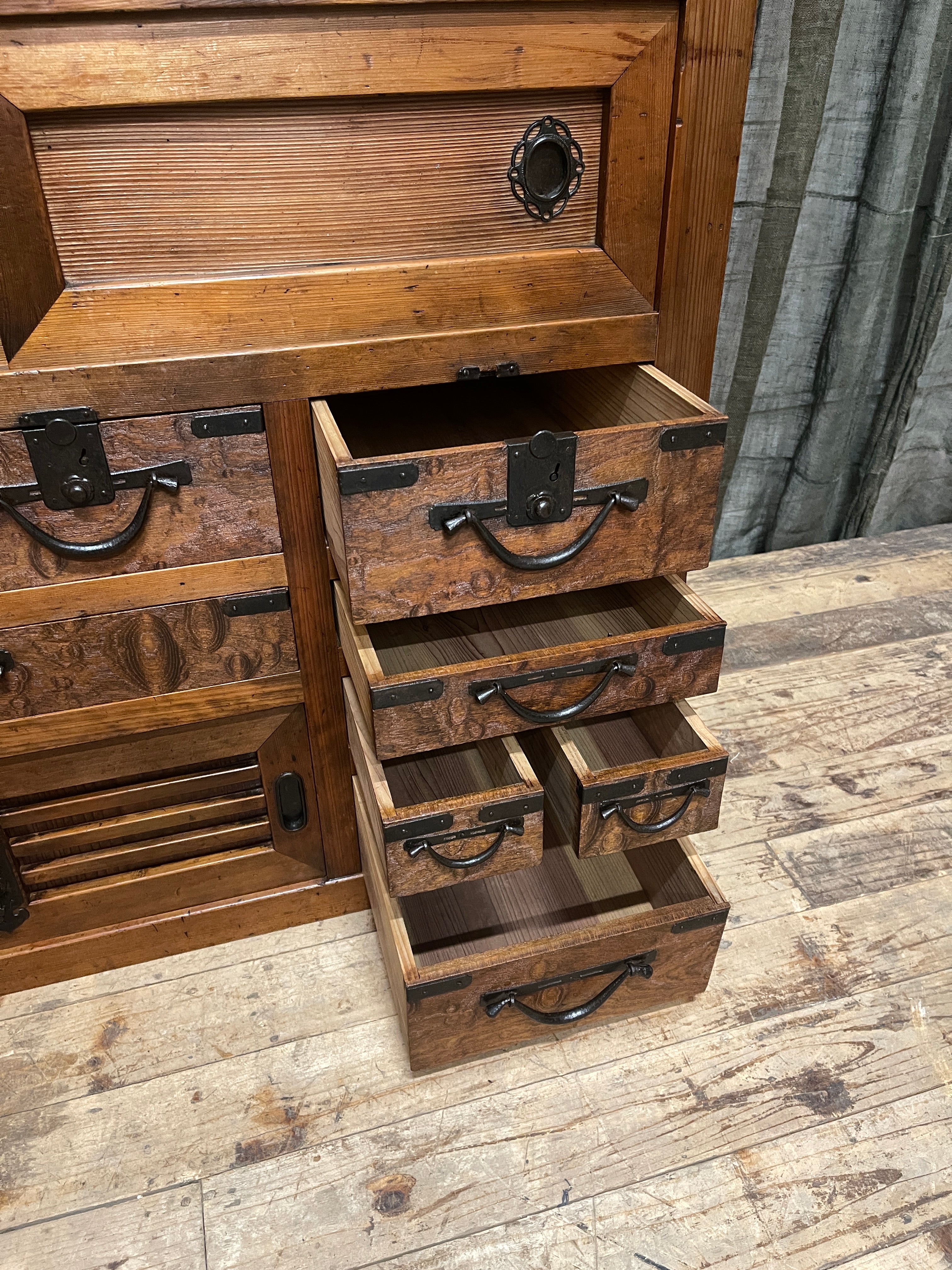 Antique Japanese Choba Dansu Merchants Cabinet - Cypress & Elm | Meiji