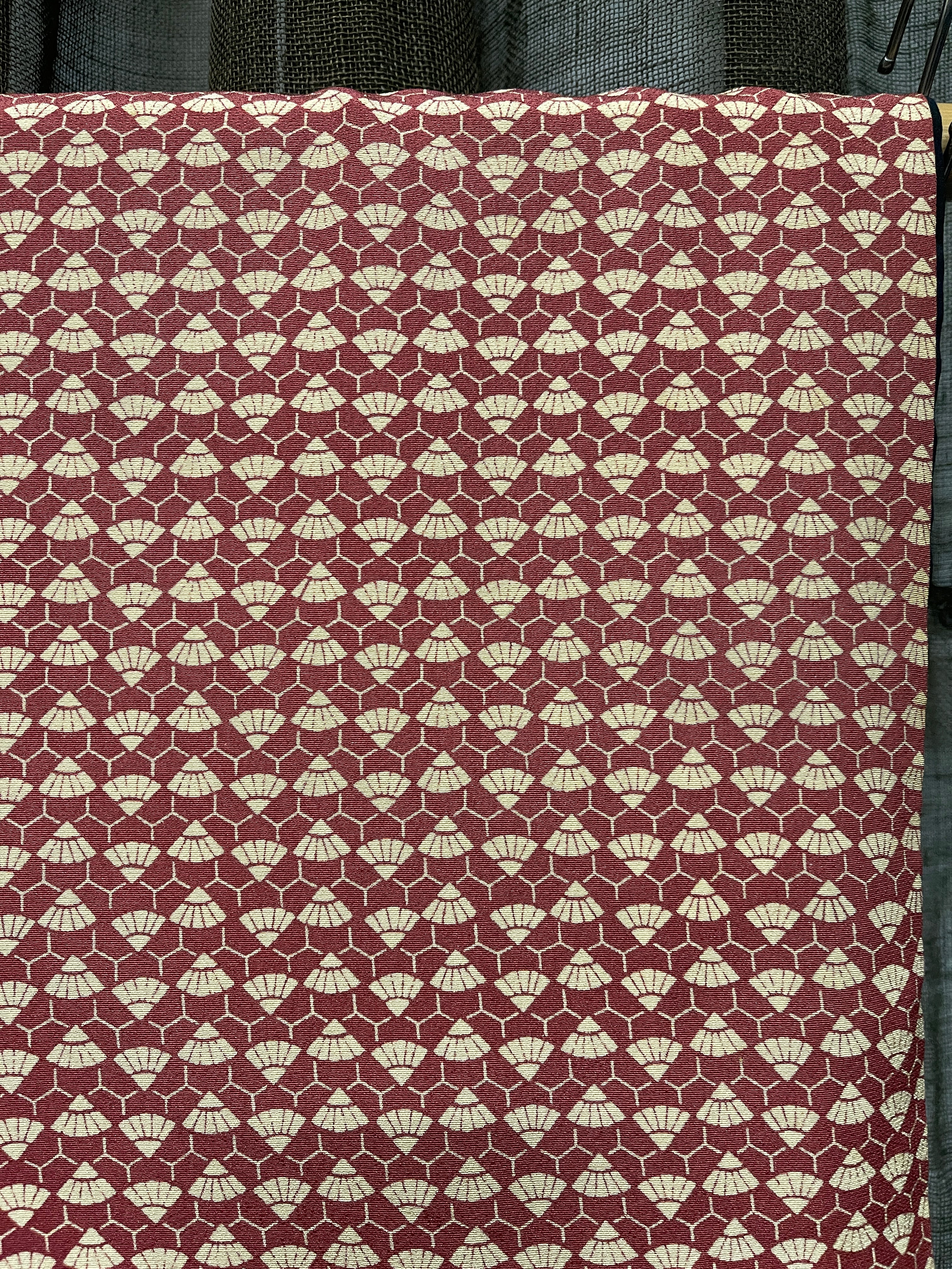 Vintage Japanese Silk Kimono | Red Fan Pattern