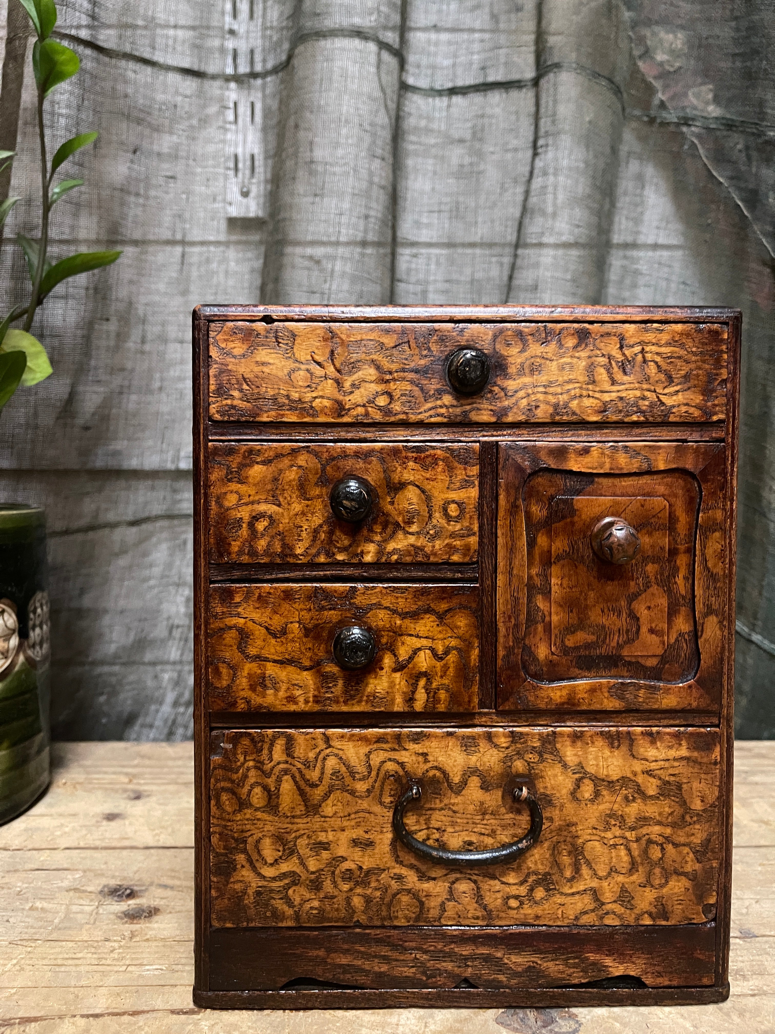 Vintage Japanese Sewing Box, Hari Bako - Elm | 1920's