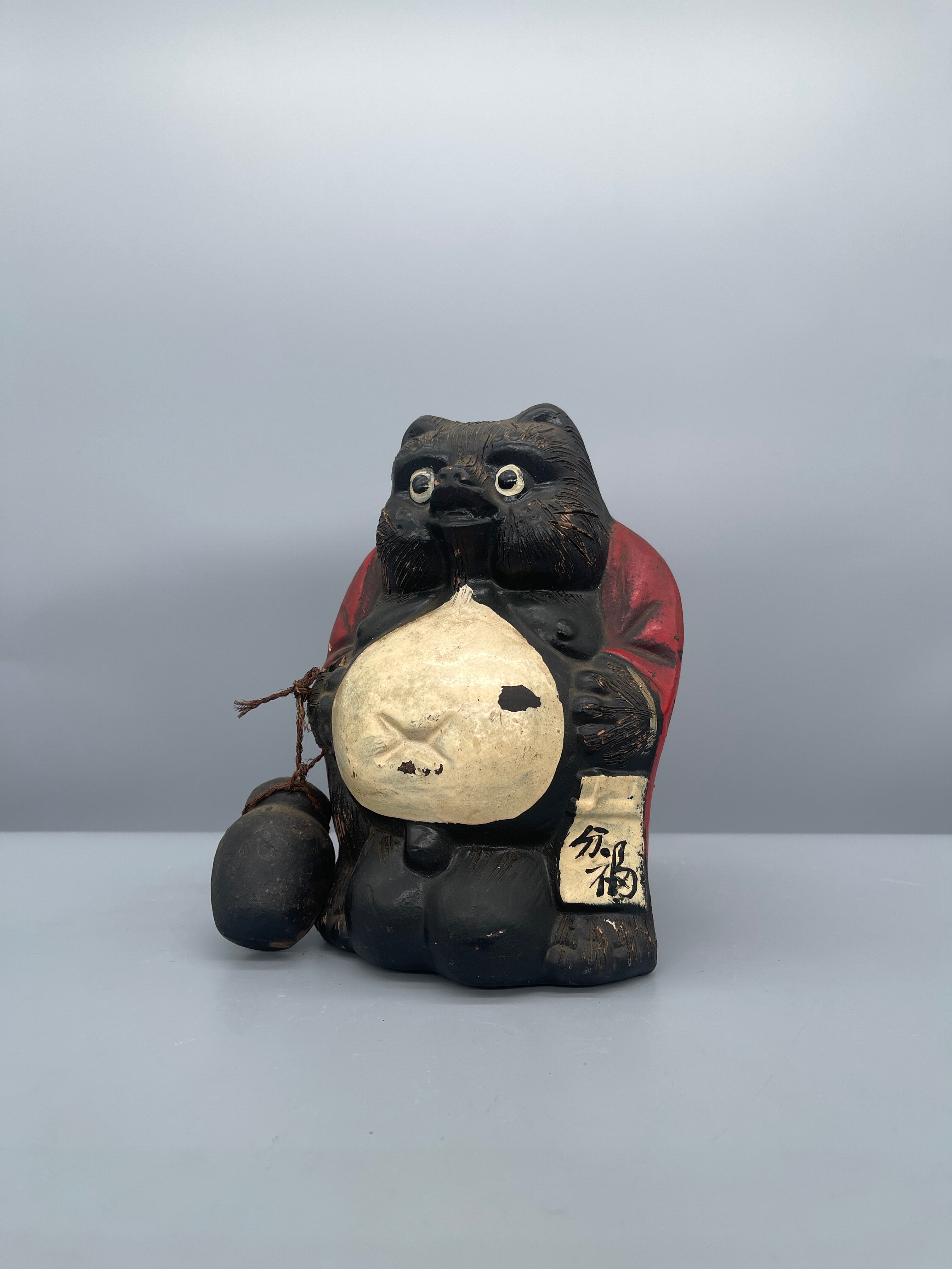 Vintage Tanuki Daruma Statue, Hand-Crafted