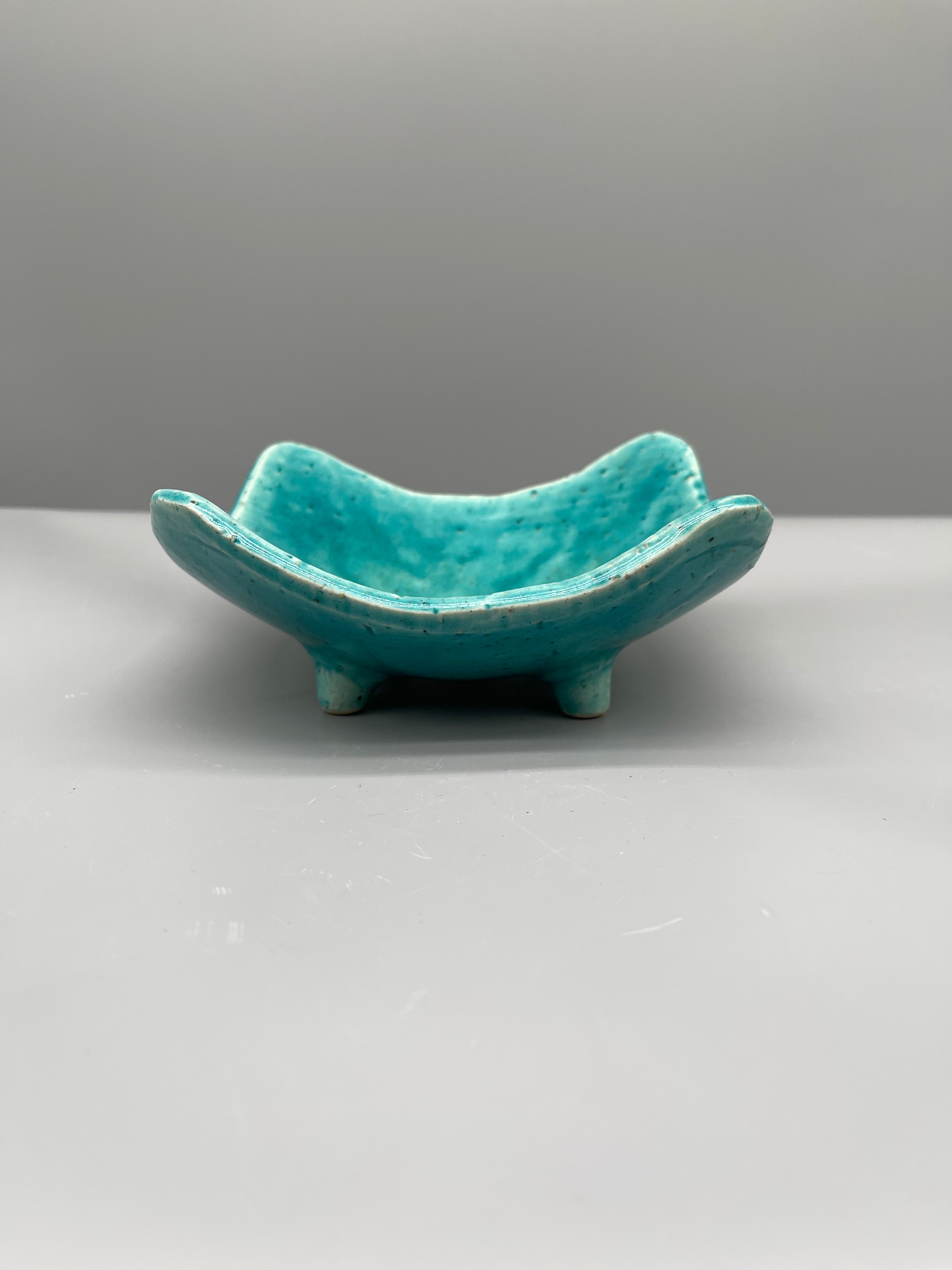 Square Vintage Japanese Side Plates - Turquoise Blue