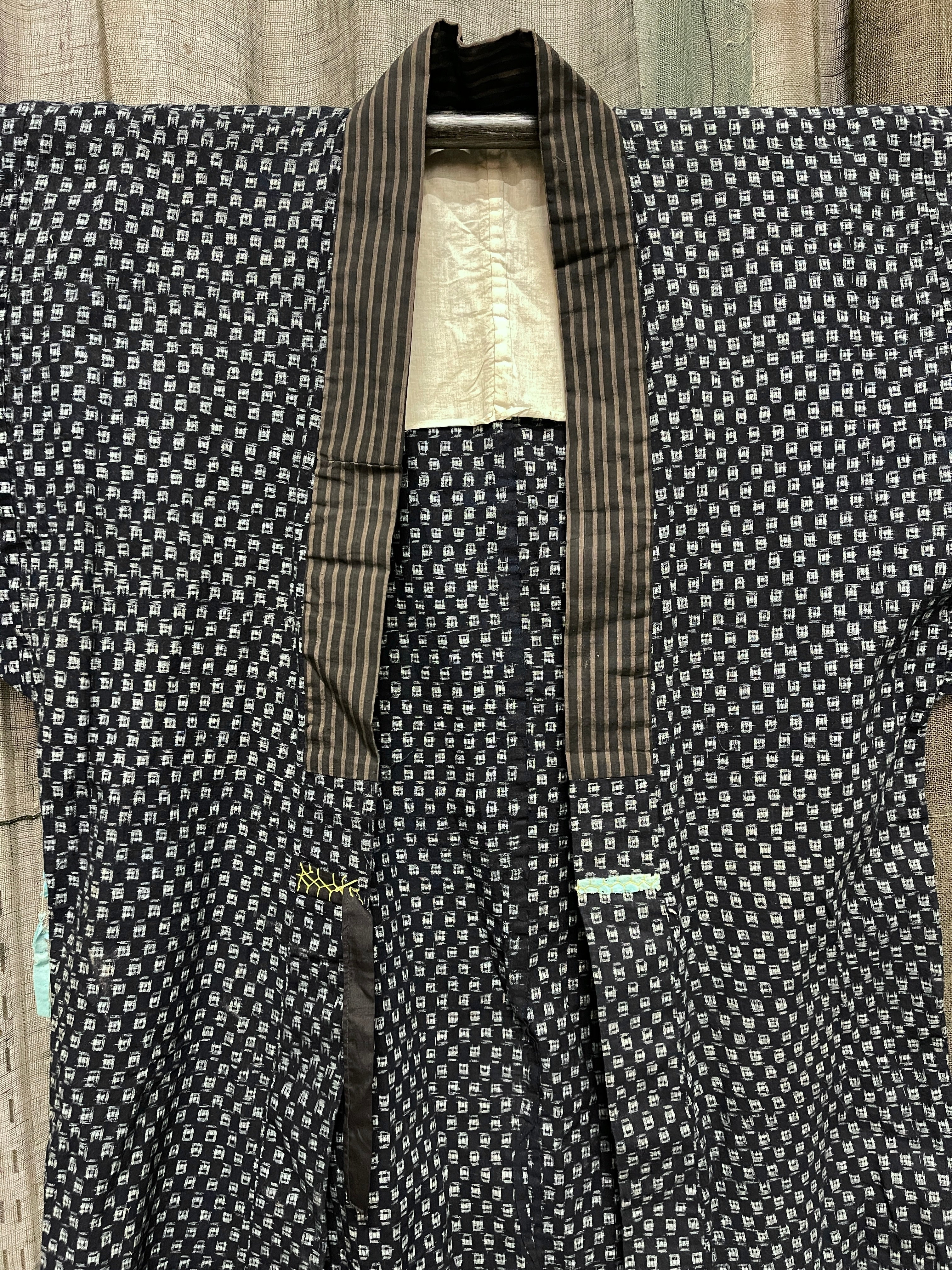 Vintage Japanese Indigo Cotton Noragi Jacket, Workwear