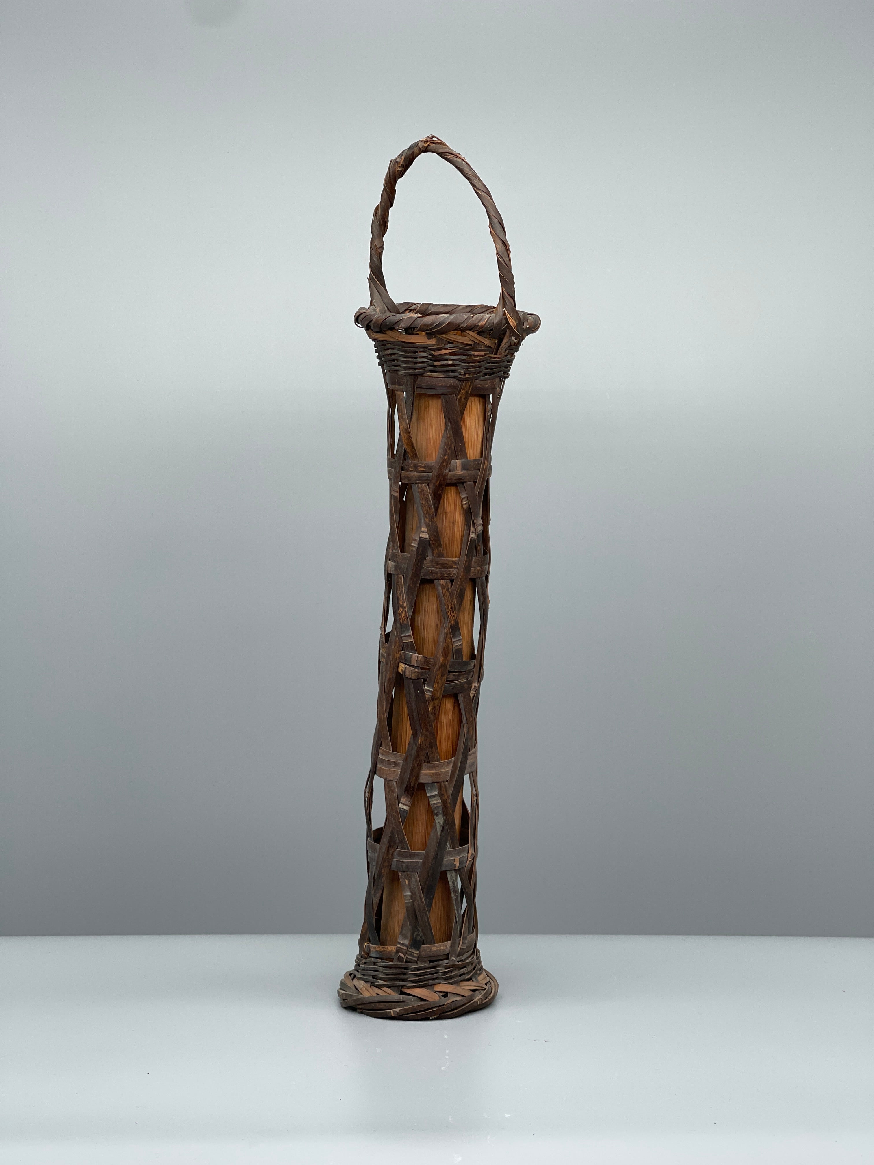 Vintage Japanese Tall Ikebana Basket - Bamboo