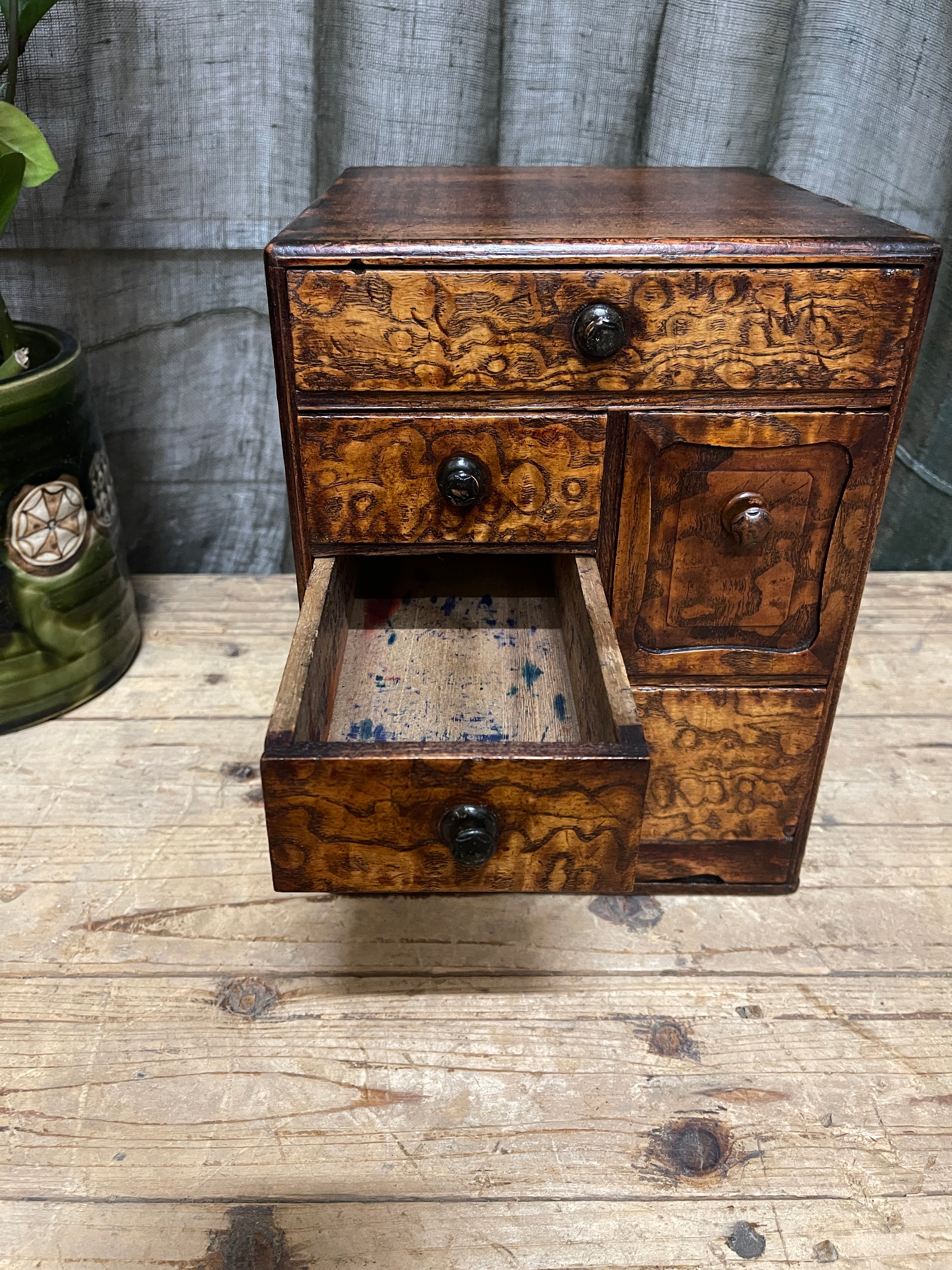 Vintage Japanese Sewing Box, Hari Bako - Elm | 1920's