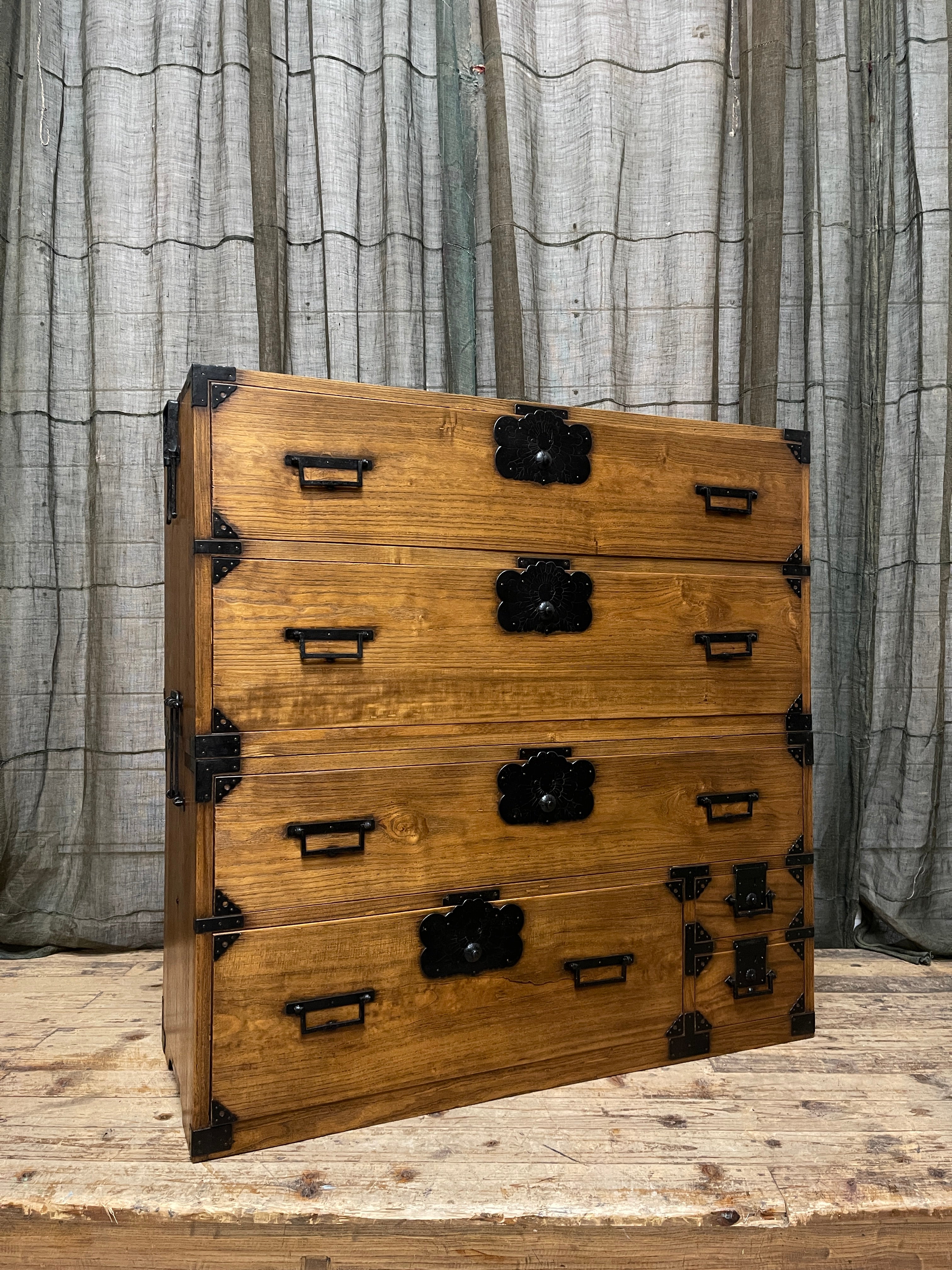 Japanese Kimono Storage Chest-on-Chest, Isho Dansu - Paulownia | Meiji