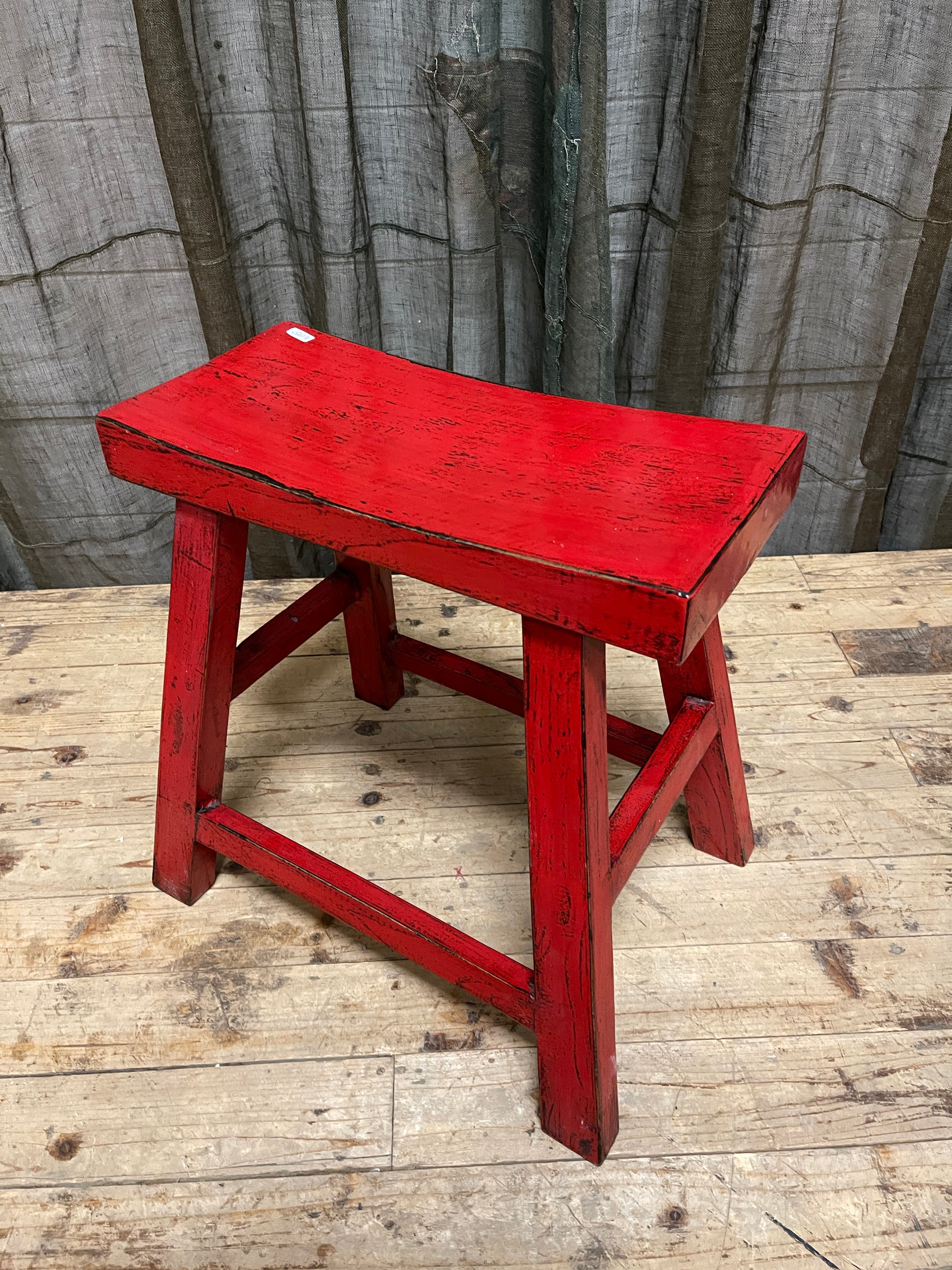 Chinese Provincial Stool - Red