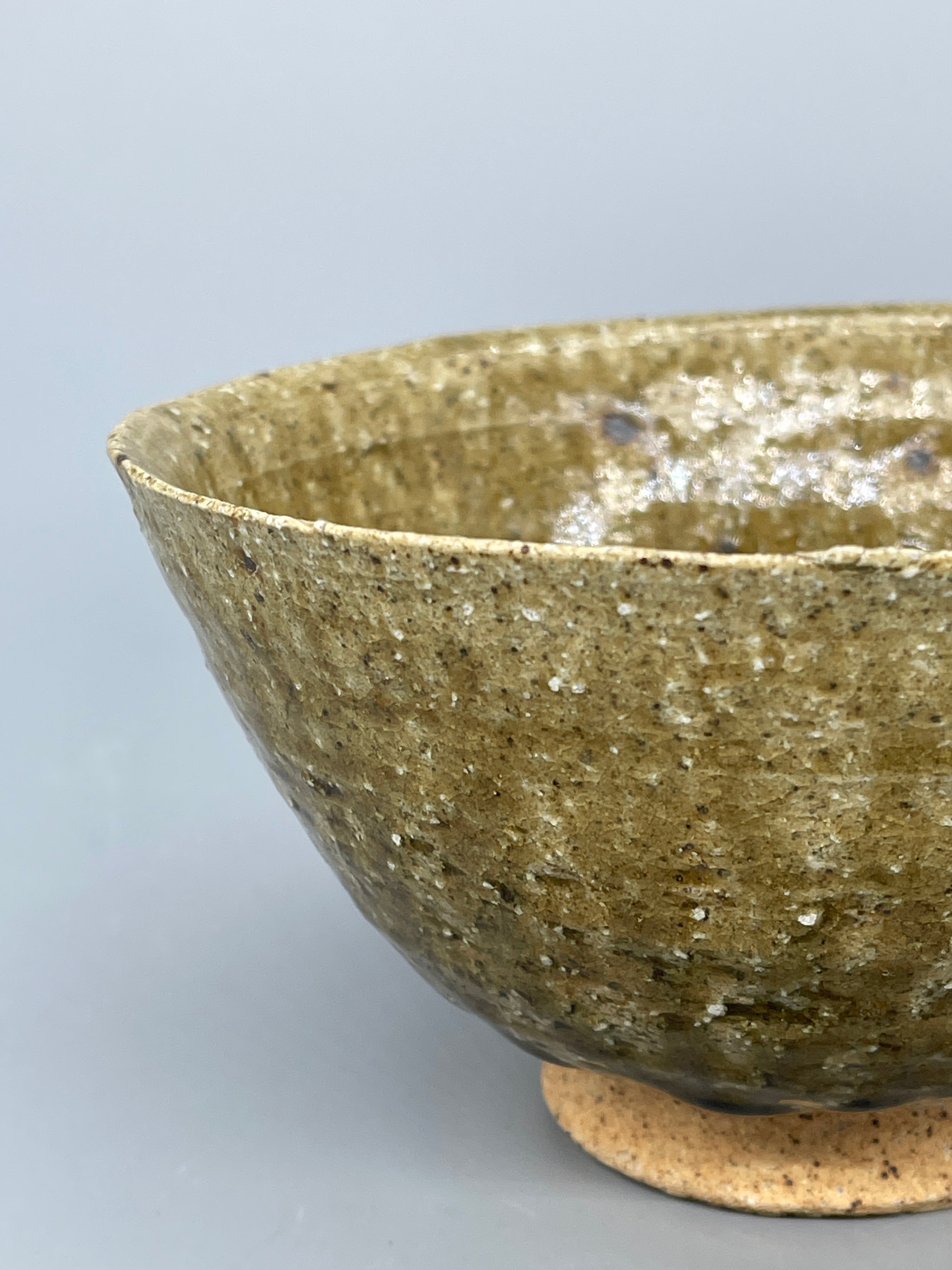 Vintage Japanese Mino-Ware Matcha Bowl, Chawan - Earthy Green Glaze