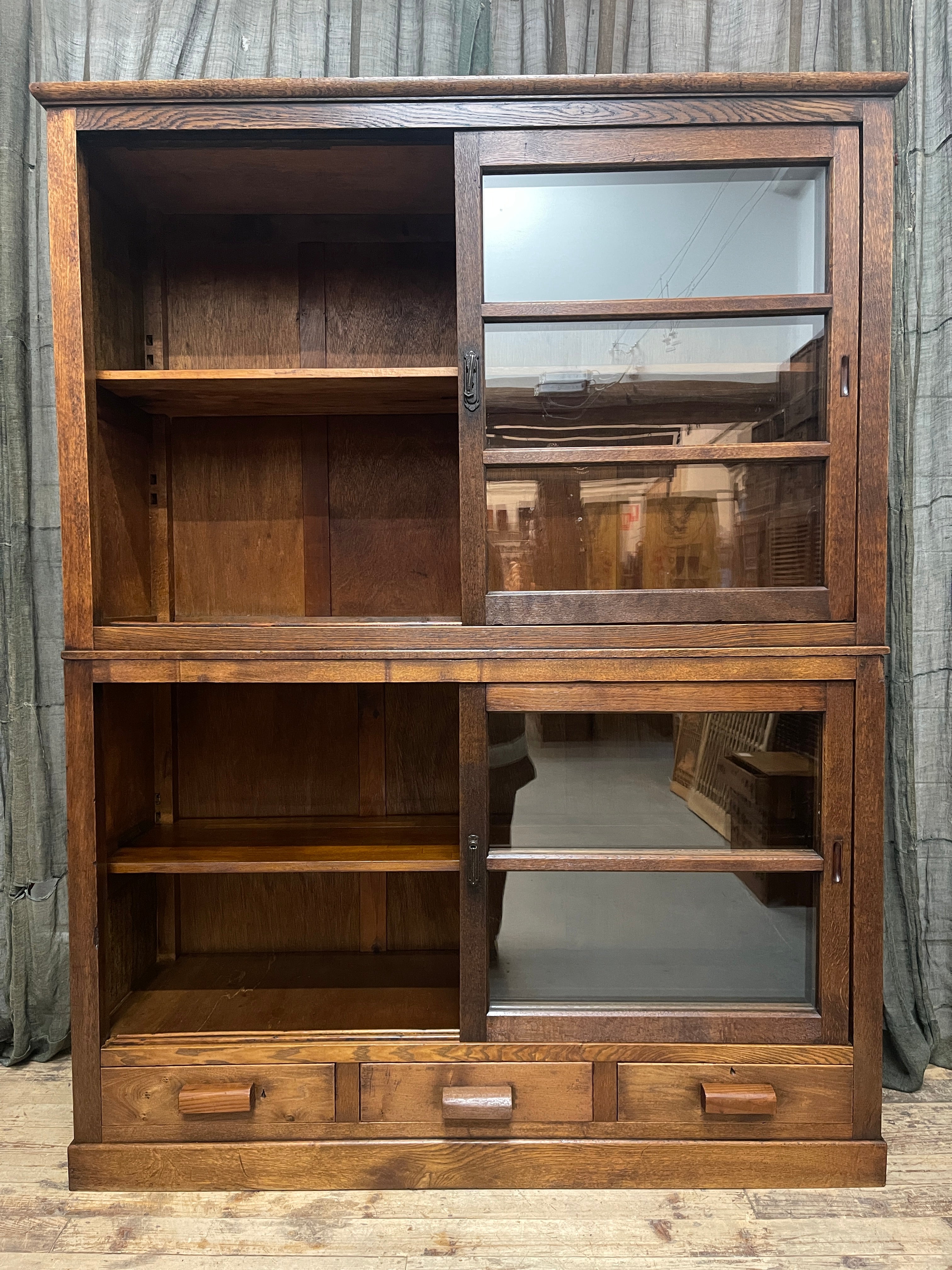 Japanese Library Cabinet - Oak | Taisho