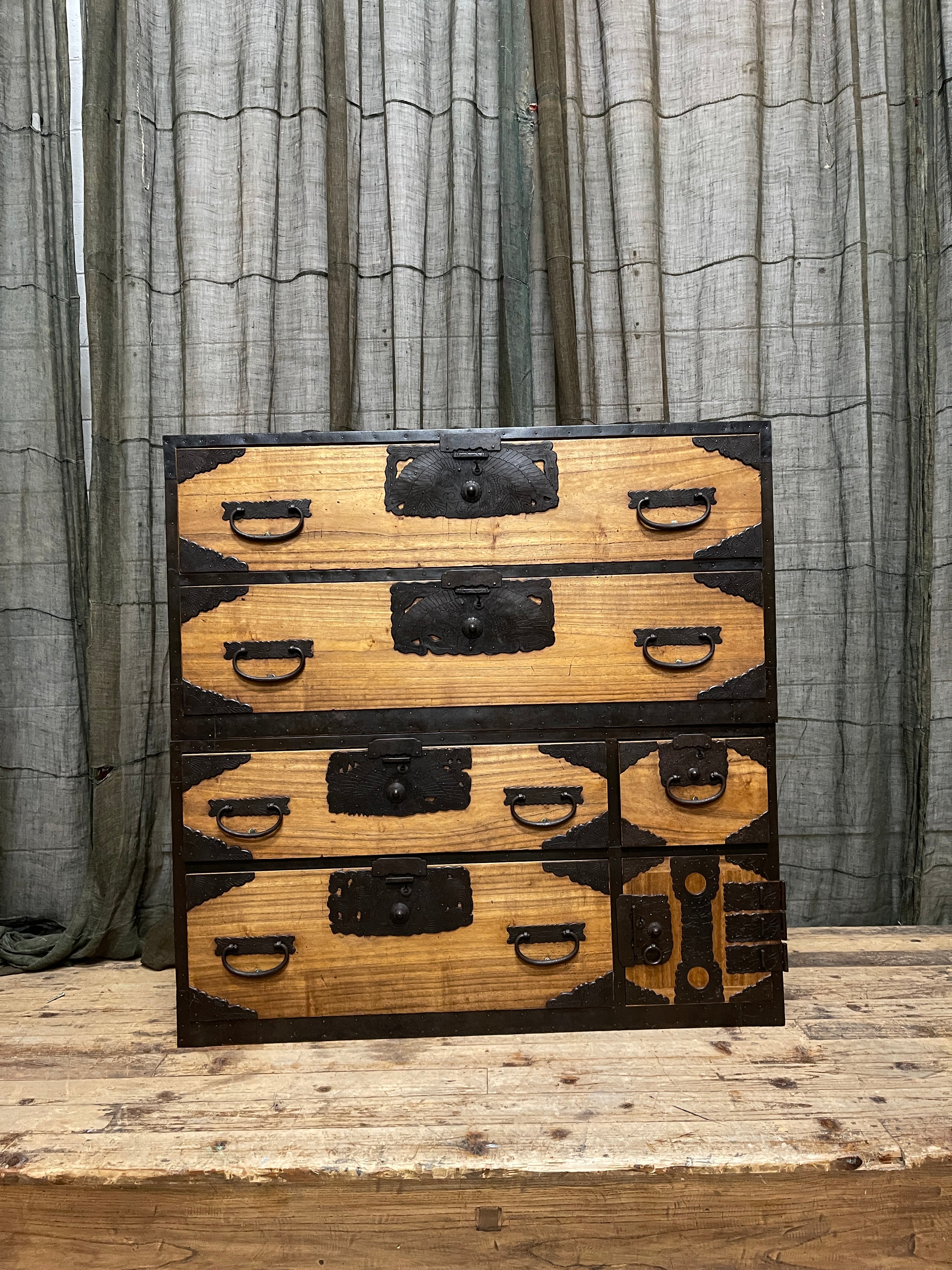 Isho Dansu, Rare Japanese Two Piece Clothing Chest - Paulownia | Meiji
