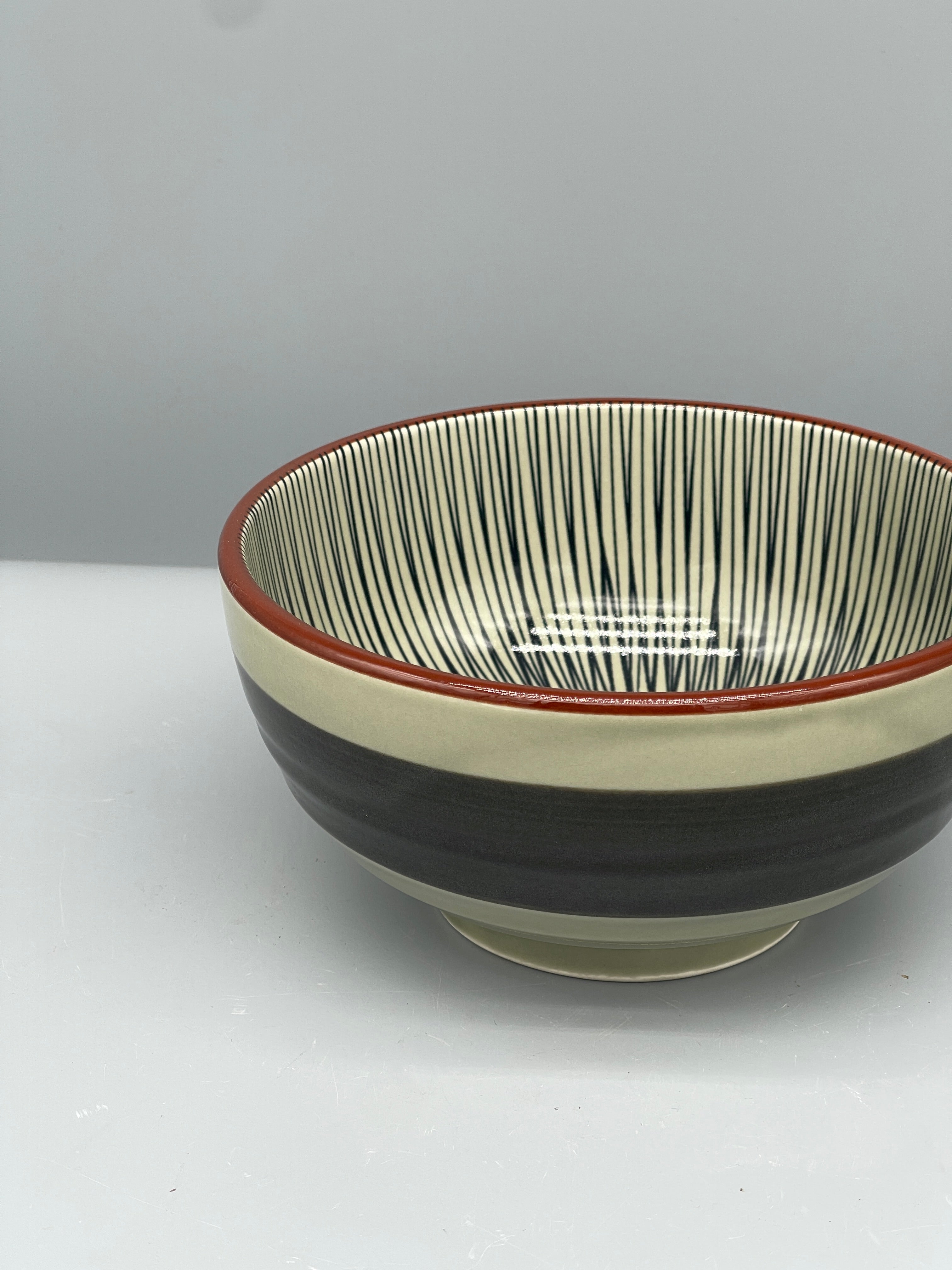 Contemporary Japanese Bowl - Green, Stripe
