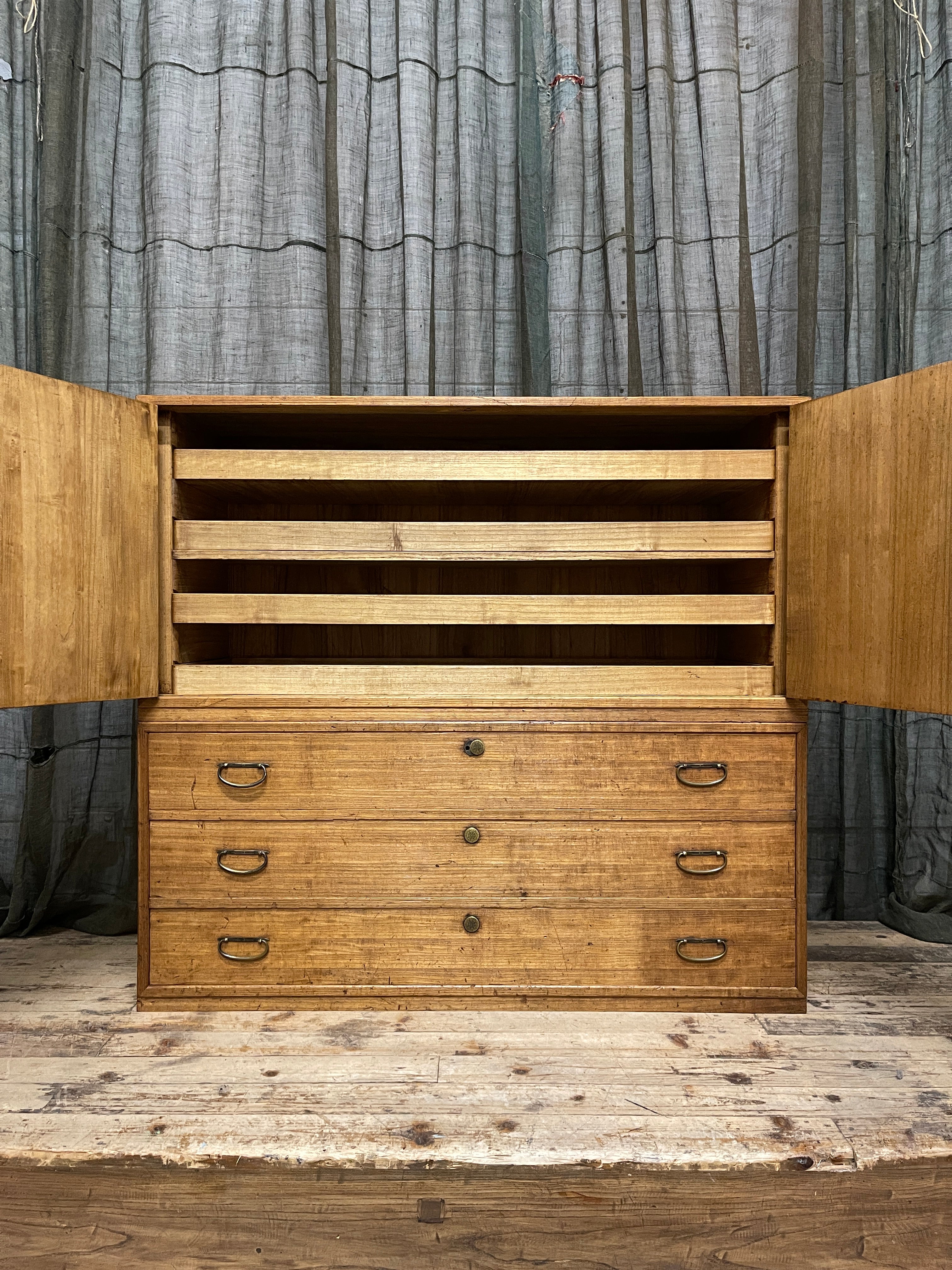Vintage Japanese Two-Piece Kimono Chest of Drawers - Paulownia | Showa