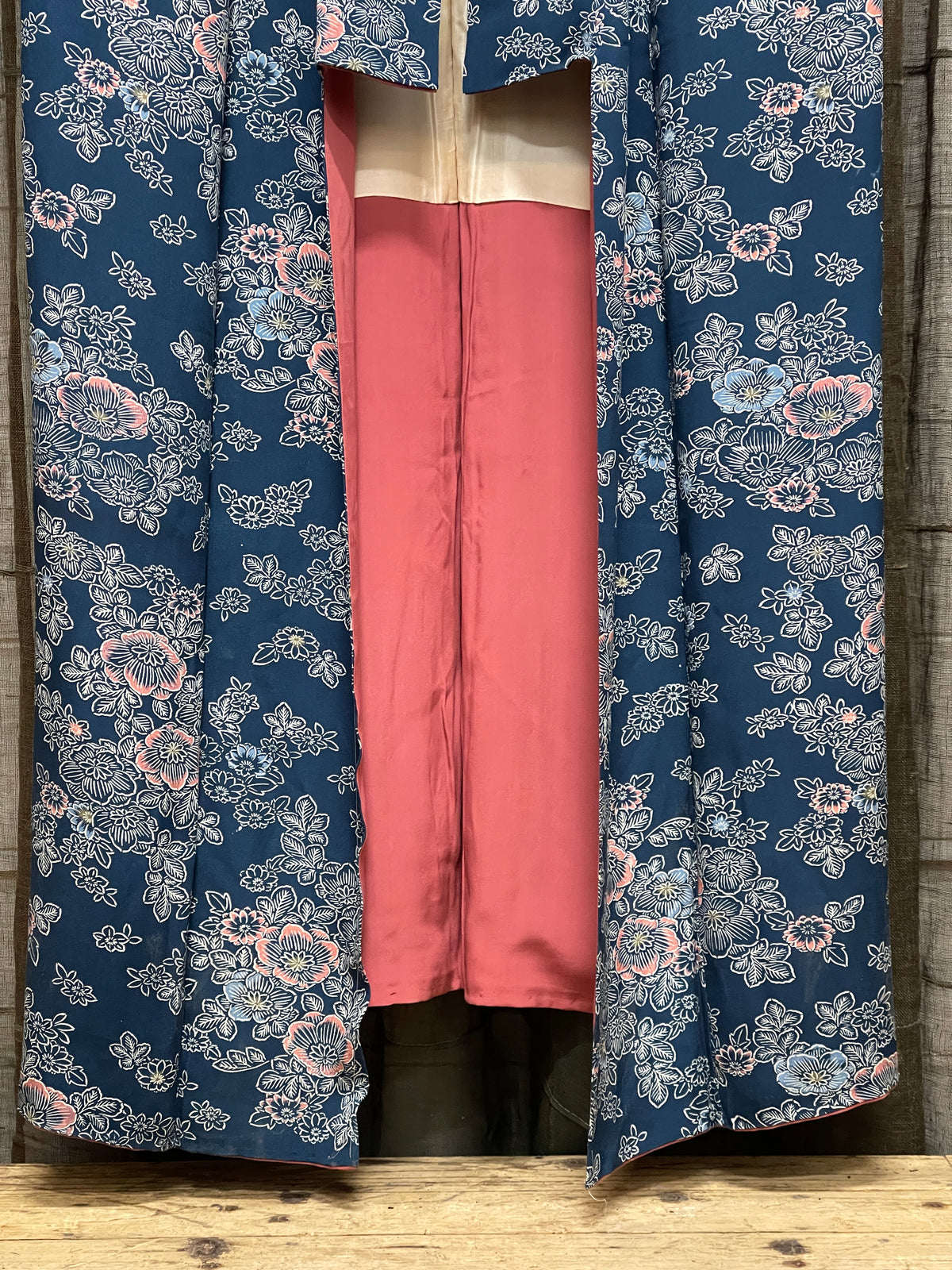 Vintage Japanese Silk Kimono, Floral Print