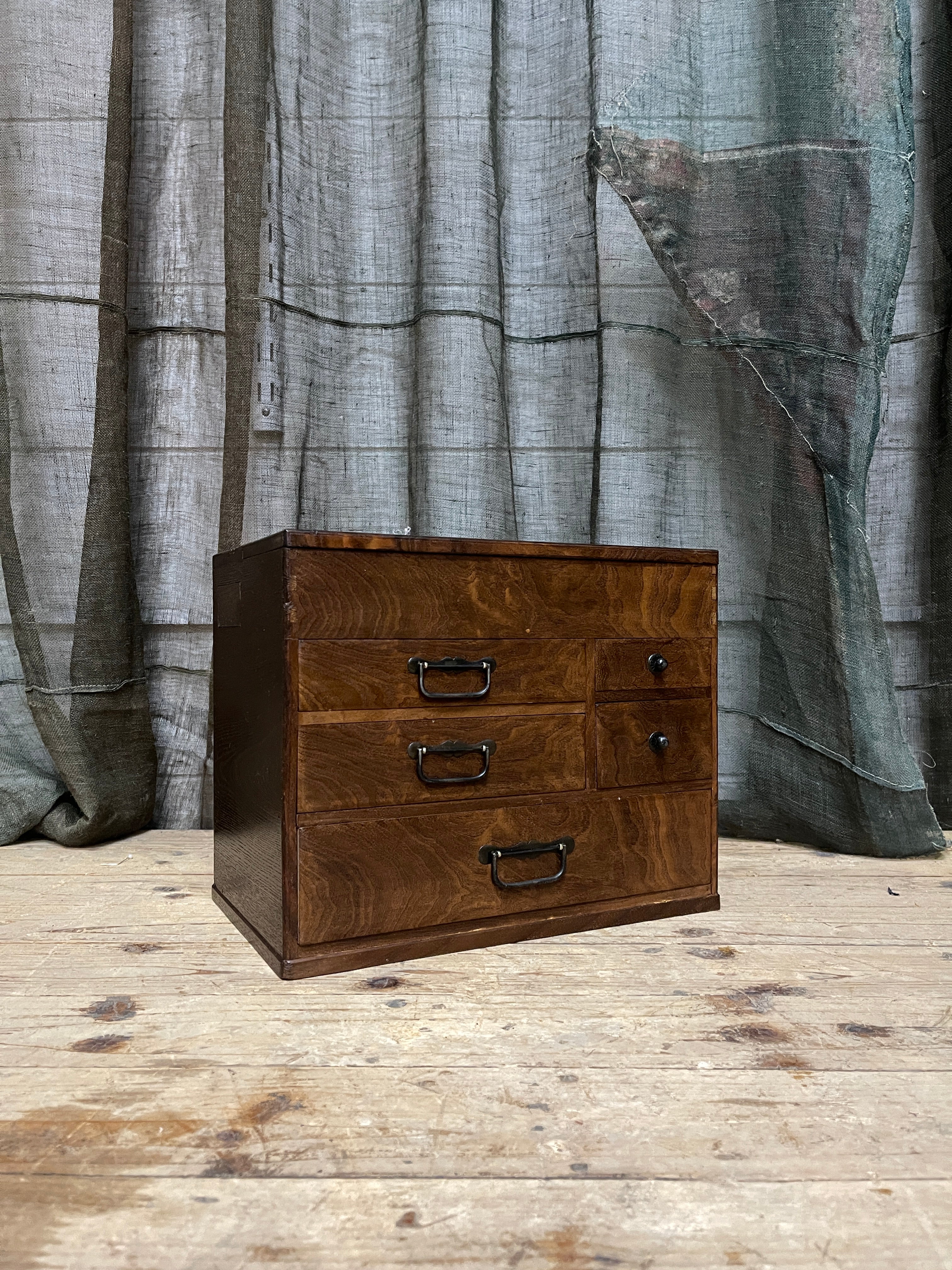 Vintage Japanese Sewing Box, Hari Bako - Elm | Midcentury