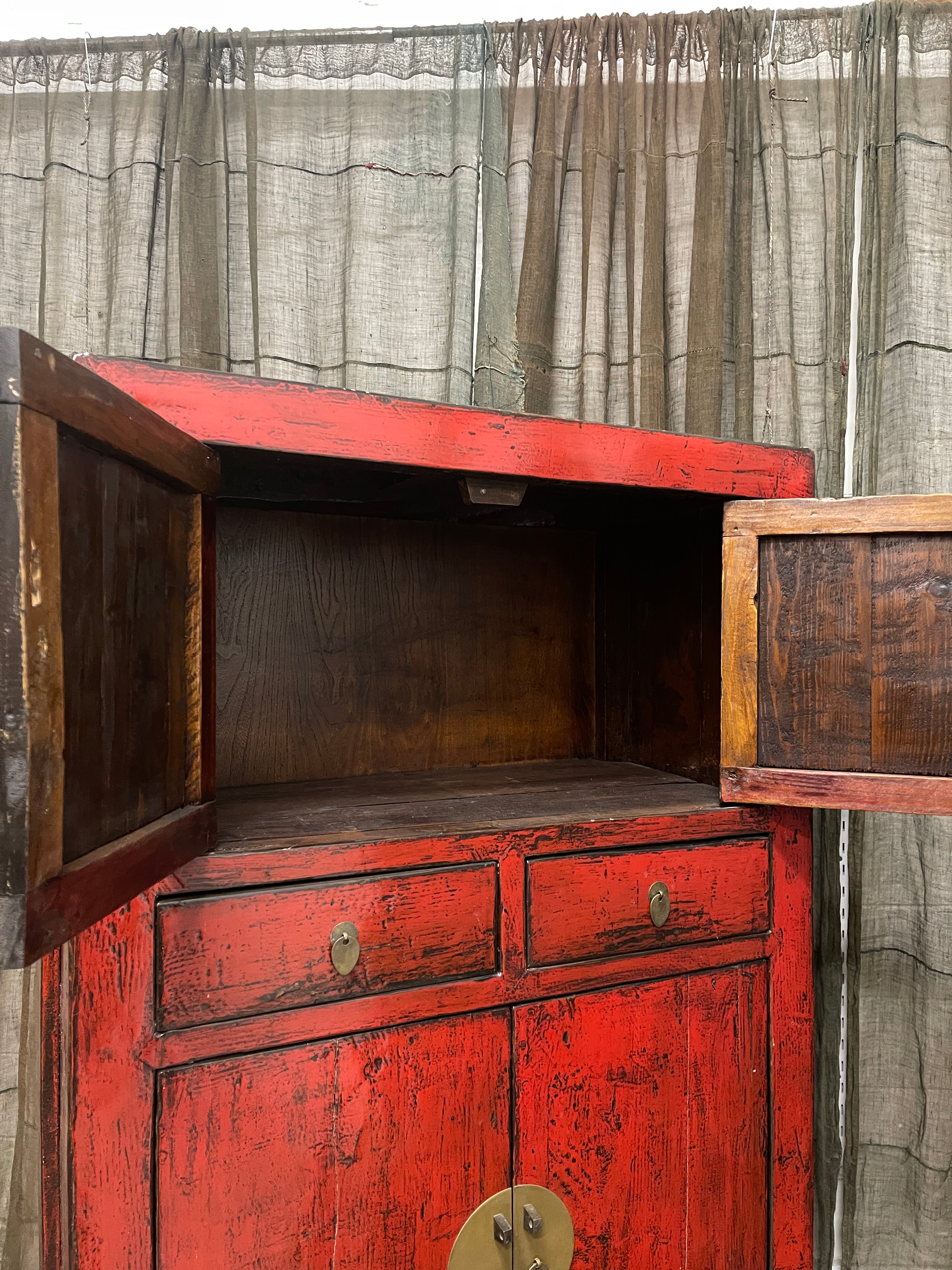 Antique Chinese Red Lacquered Cabinet