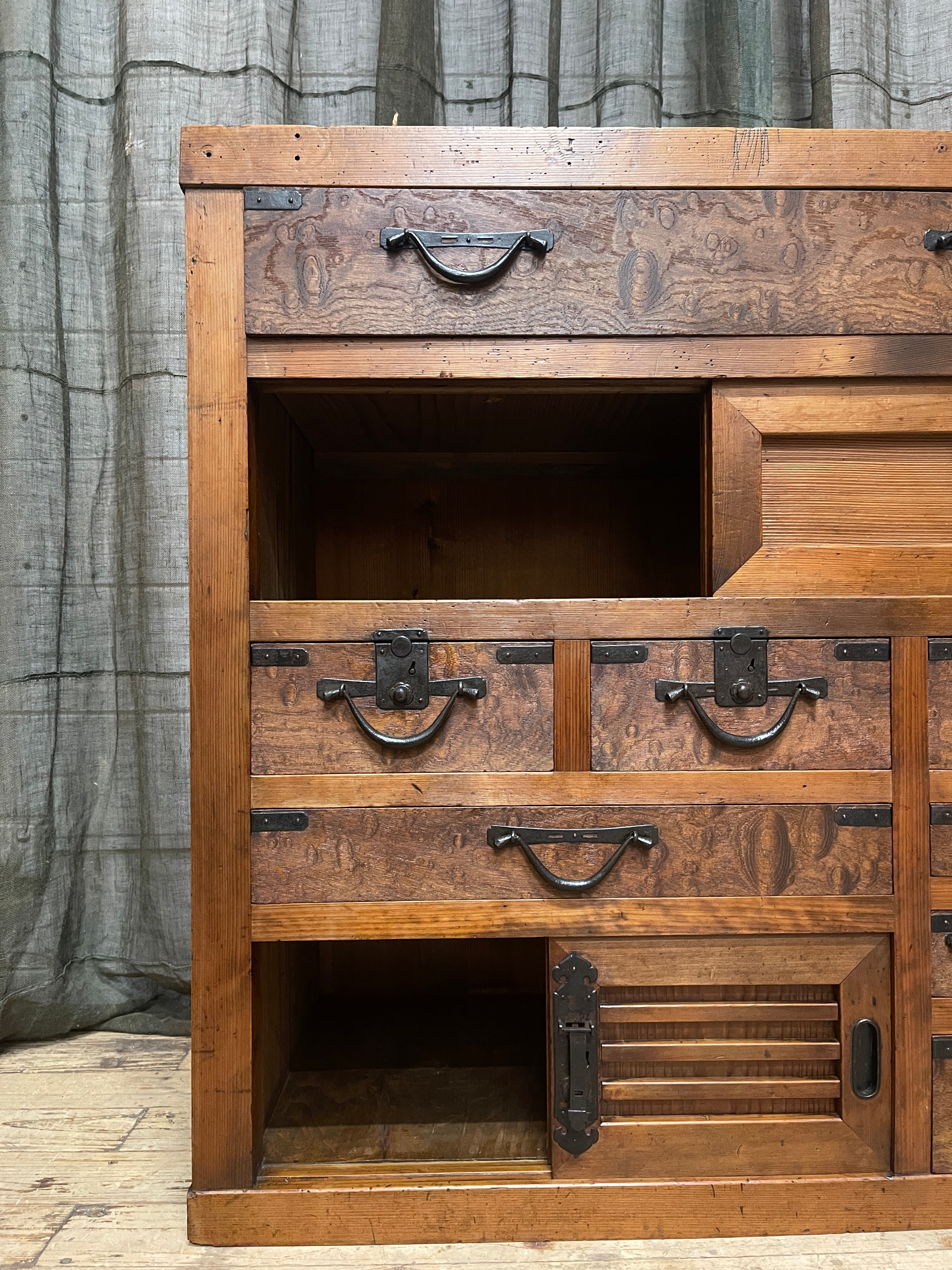 Antique Japanese Choba Dansu Merchants Cabinet - Cypress & Elm | Meiji