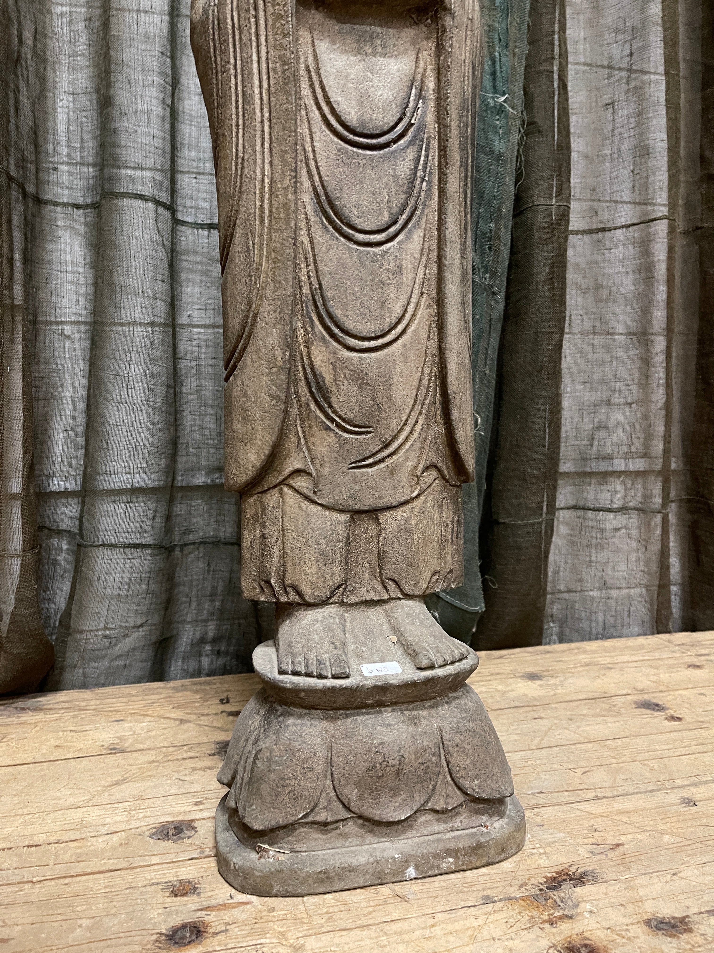 Chinese Standing Stone Buddha Statue, Dhyana Mudra