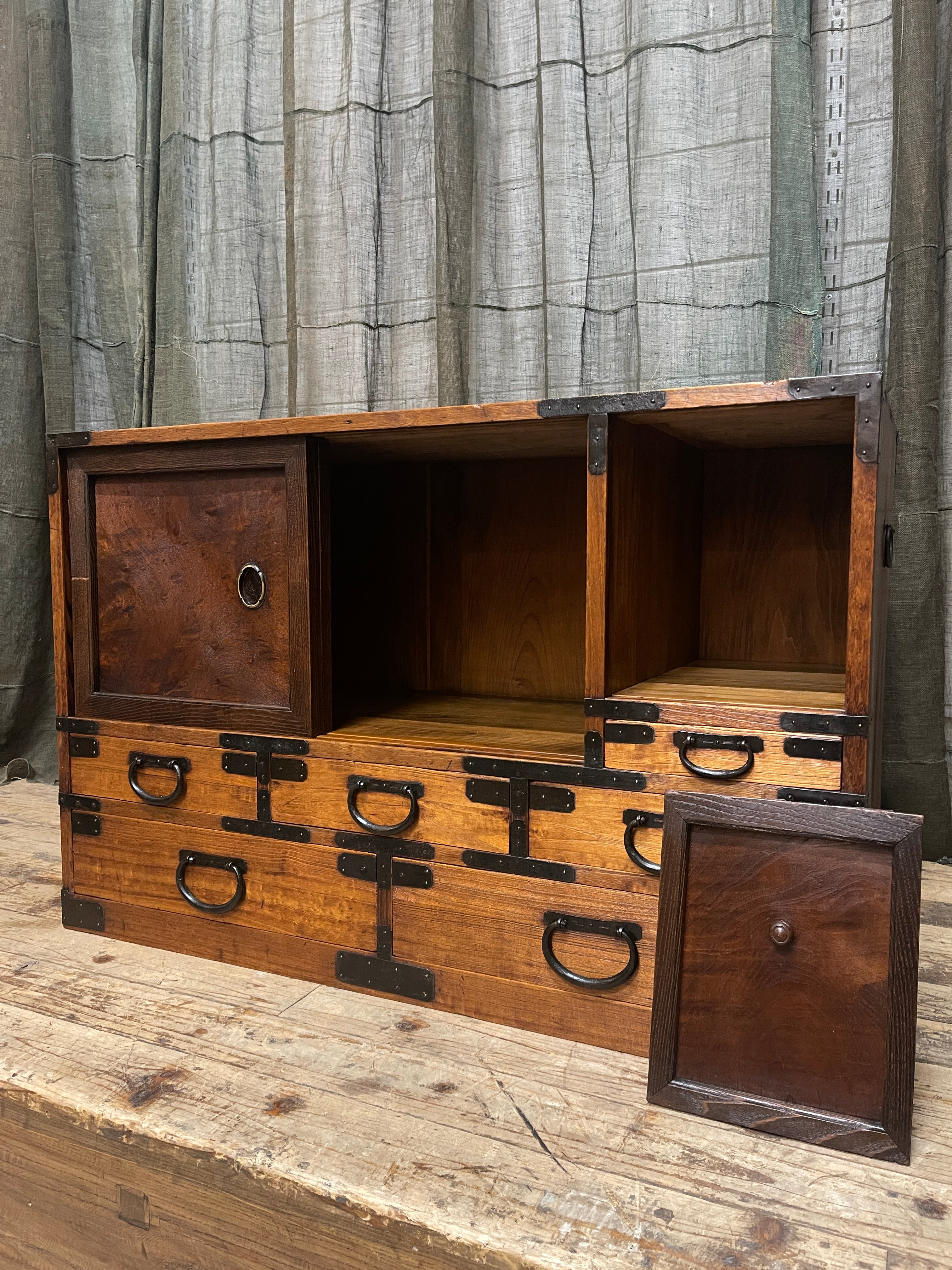 Antique Japanese Low Cabinet from Kyoto - Paulownia & Elm | Meiji