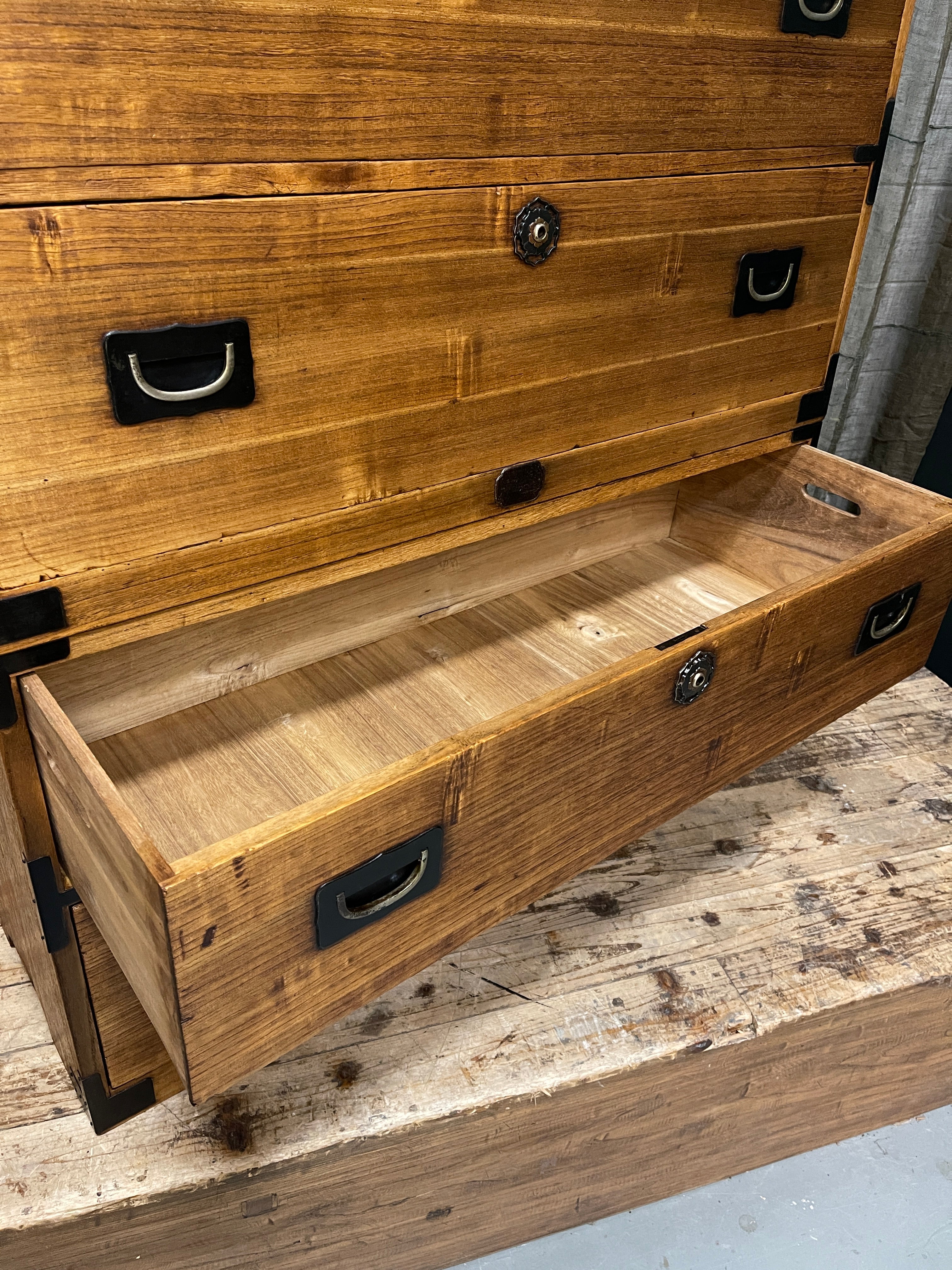 Japanese Kimono Storage Chest-on-Chest, Isho Dansu - Paulownia | Showa