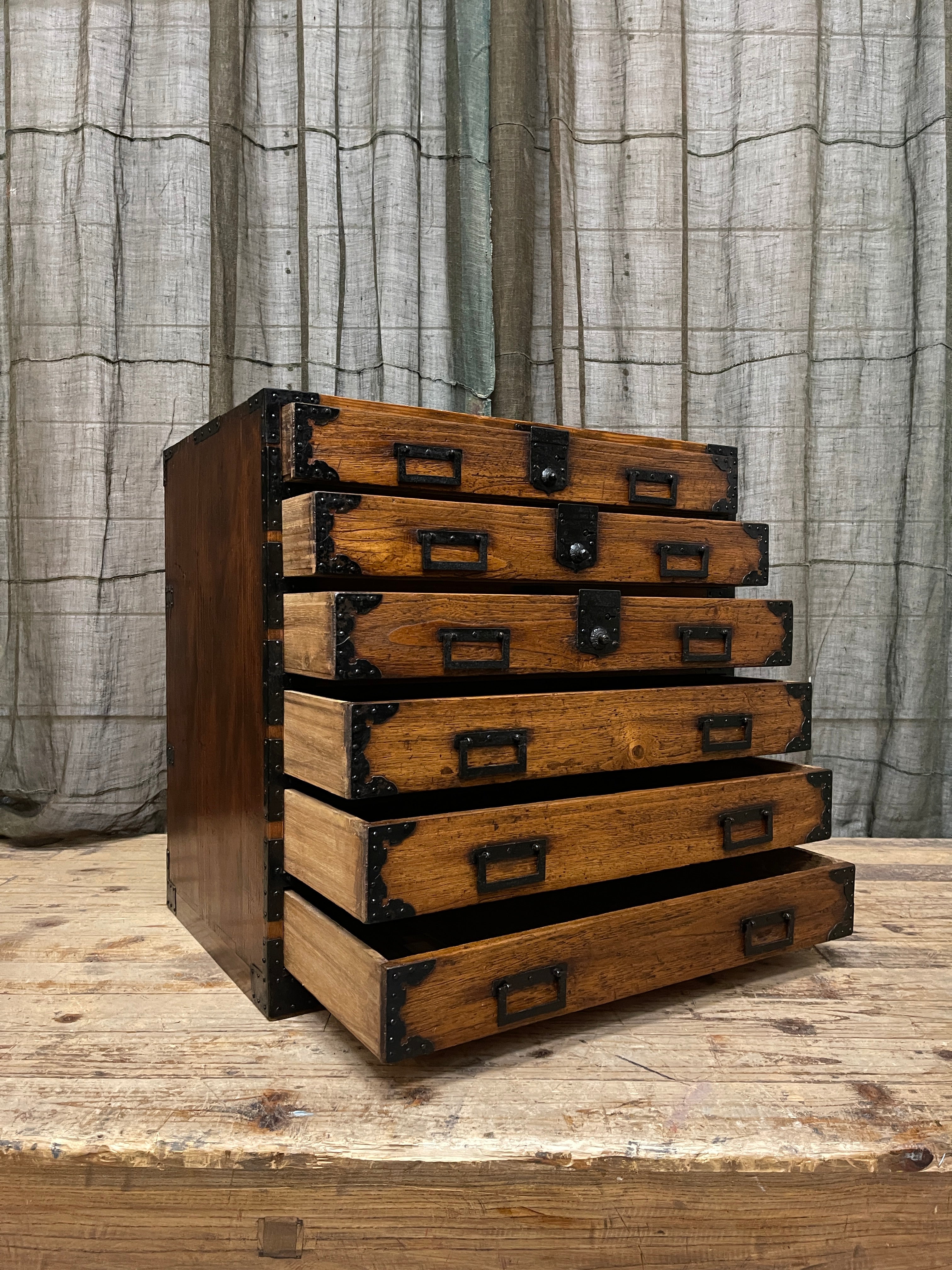 Antique Japanese Document Chest, 6 Drawers - Cypress & Paulownia | Meiji, c.1890