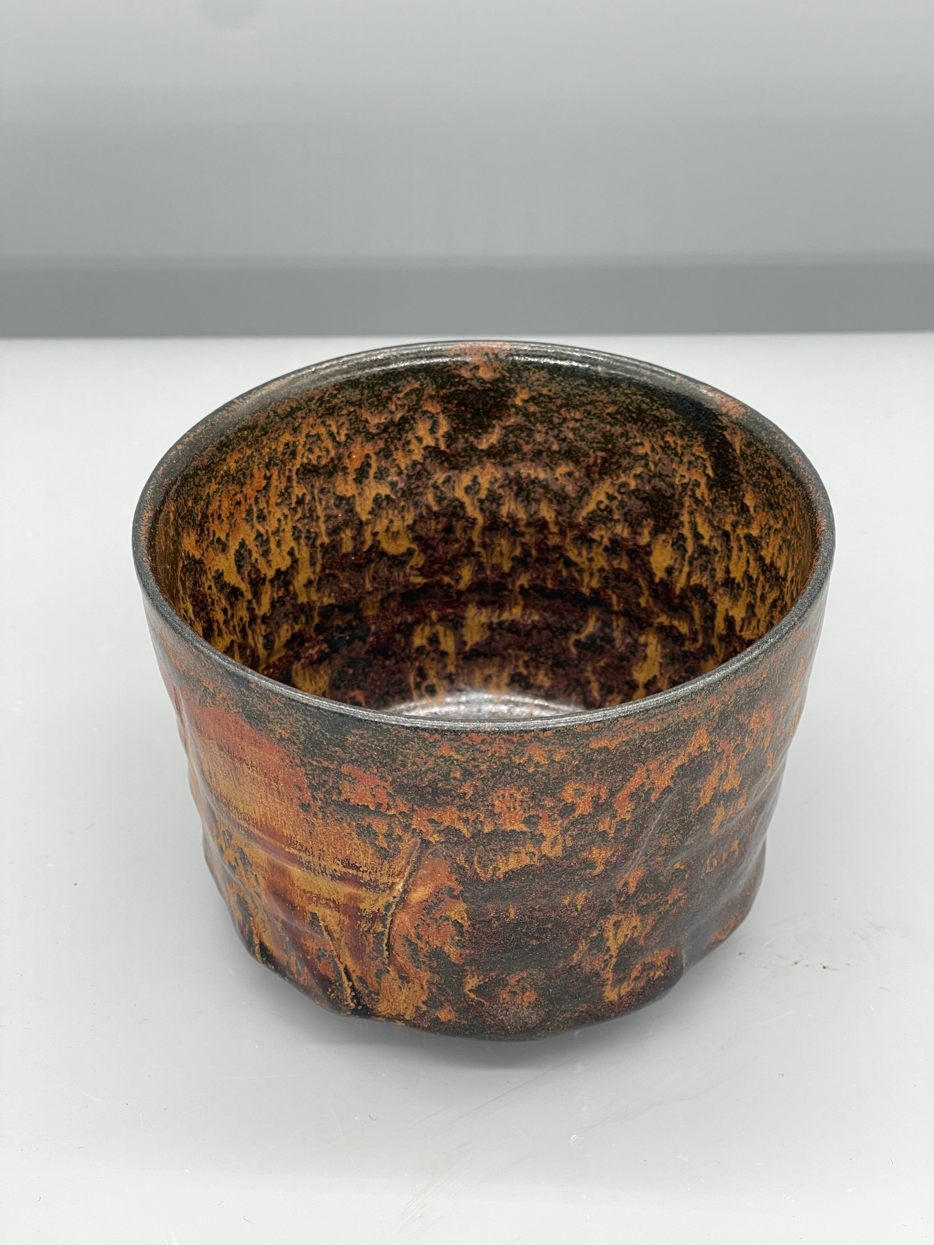 Vintage Japanese Chawan, Tea Bowl - Burnt Orange Glaze