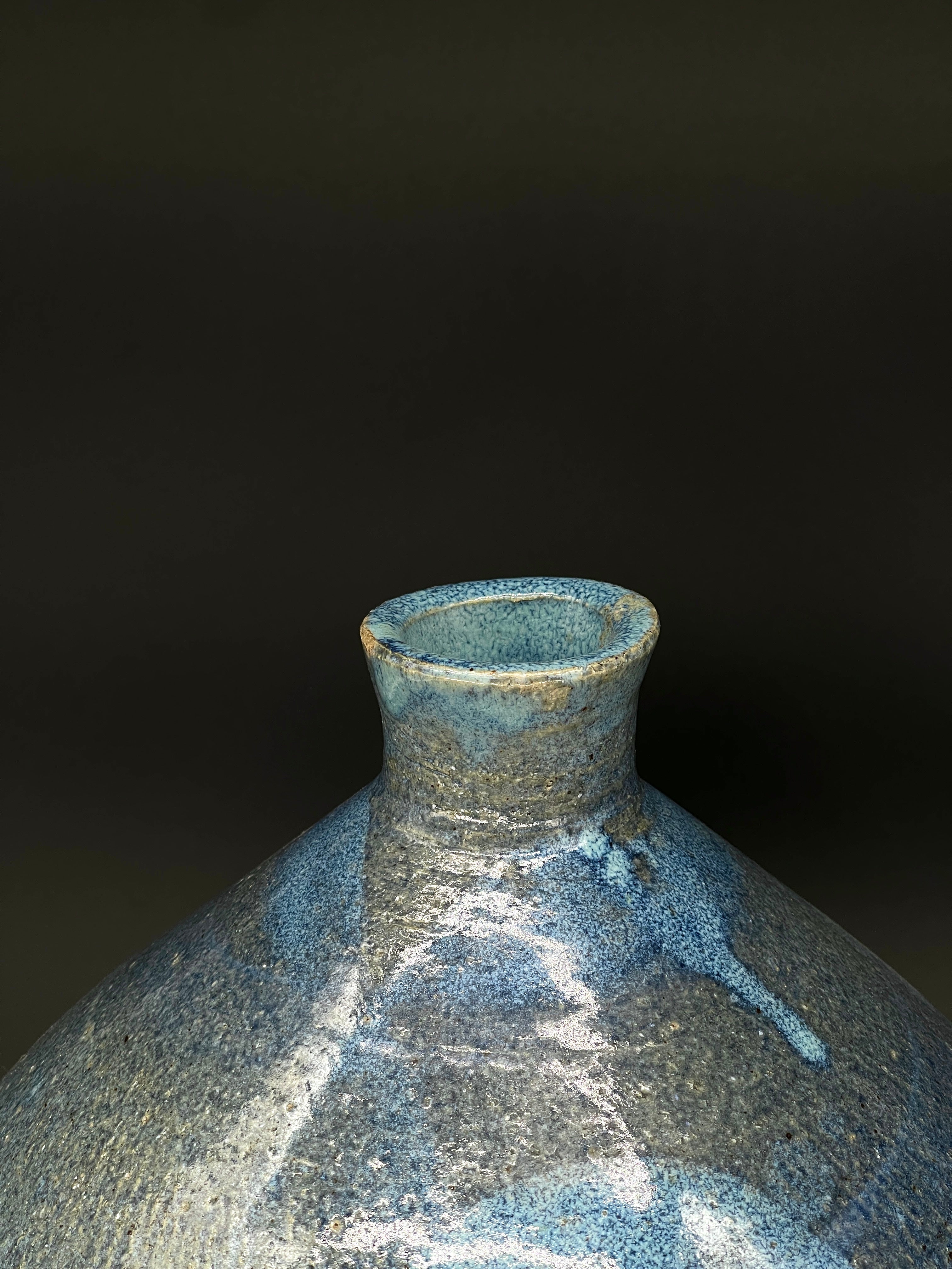Vintage Japanese Signed Studio Pottery Vase - Blue | c.1970