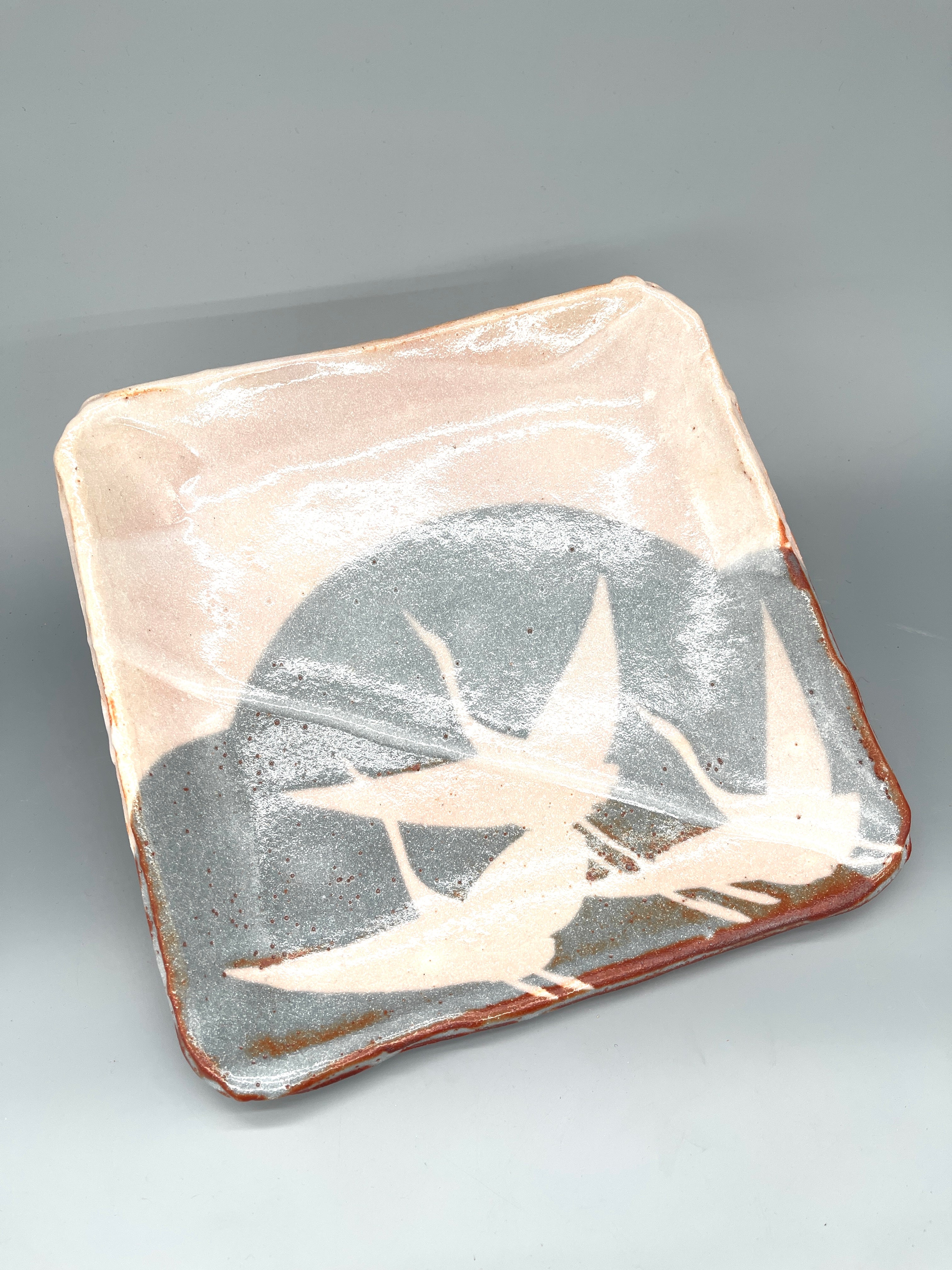 Vintage Japanese Square Plate, Mino Ware