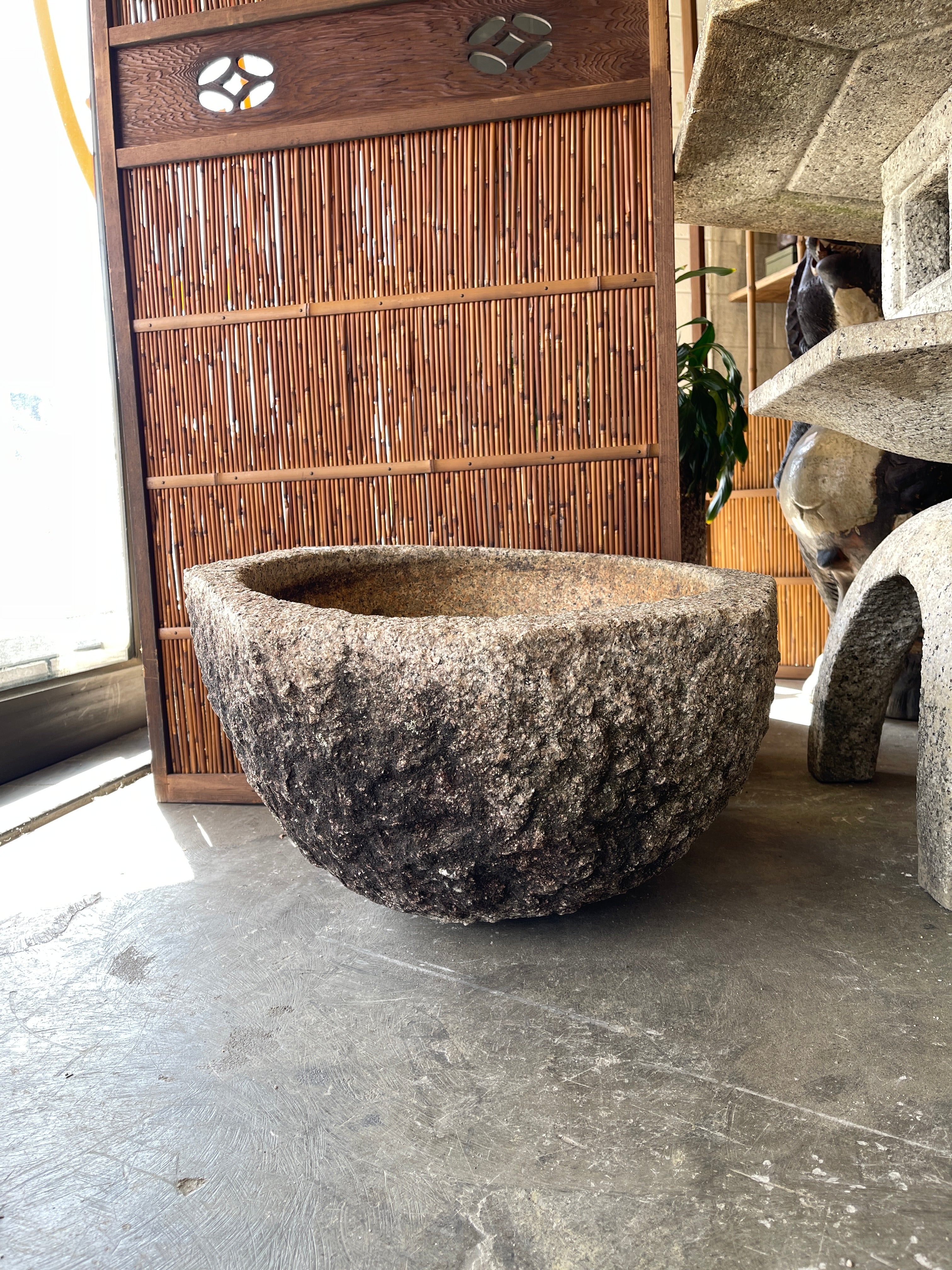 Antique Japanese Chozubachi, Stone Water Basin - Granite | Meiji