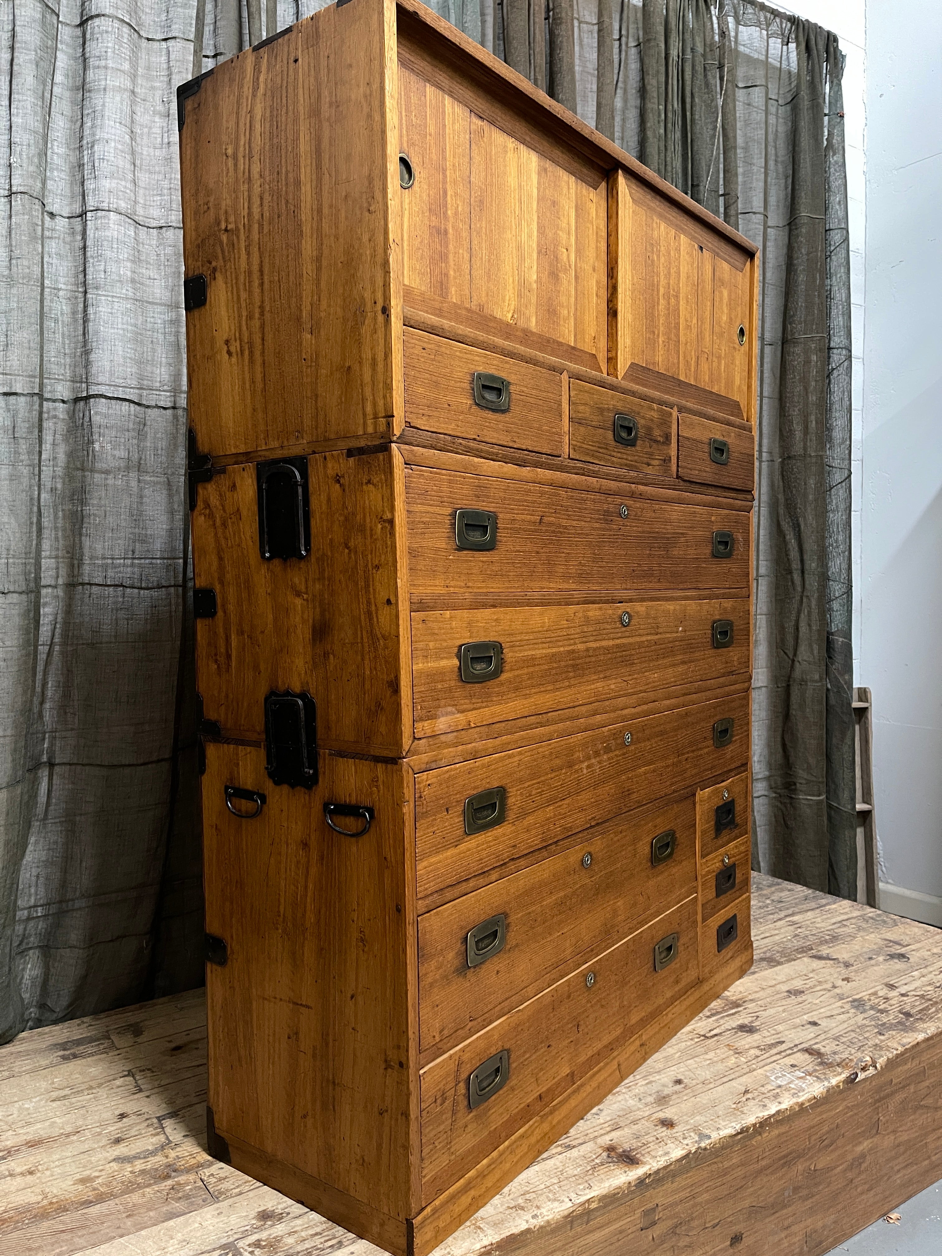 Vintage Japanese Kimono Storage Chest of Drawers - Cedar & Paulownia | C.1930