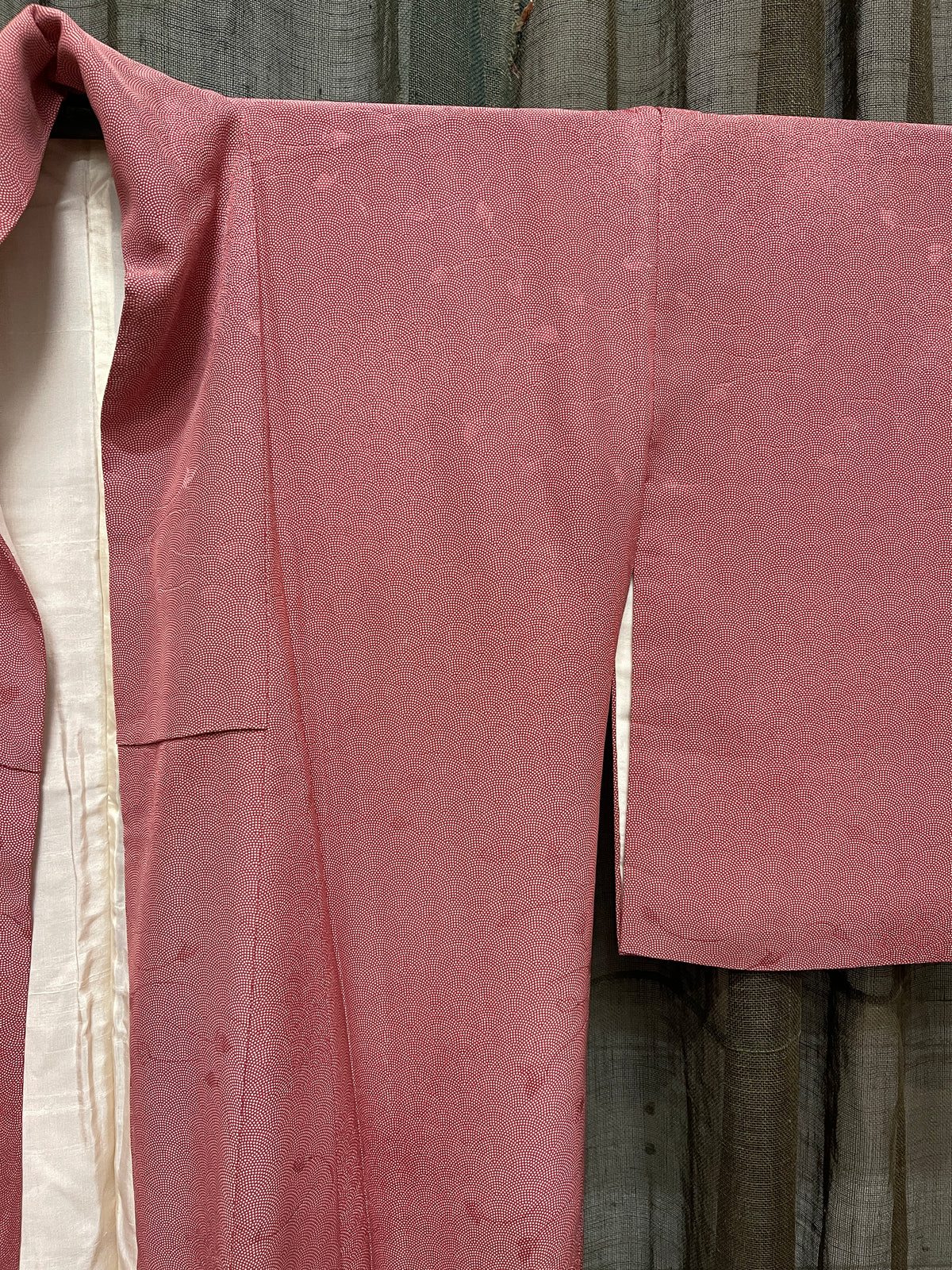 Vintage Japanese Silk Komon Kimono, Seigaiha Wave Pattern