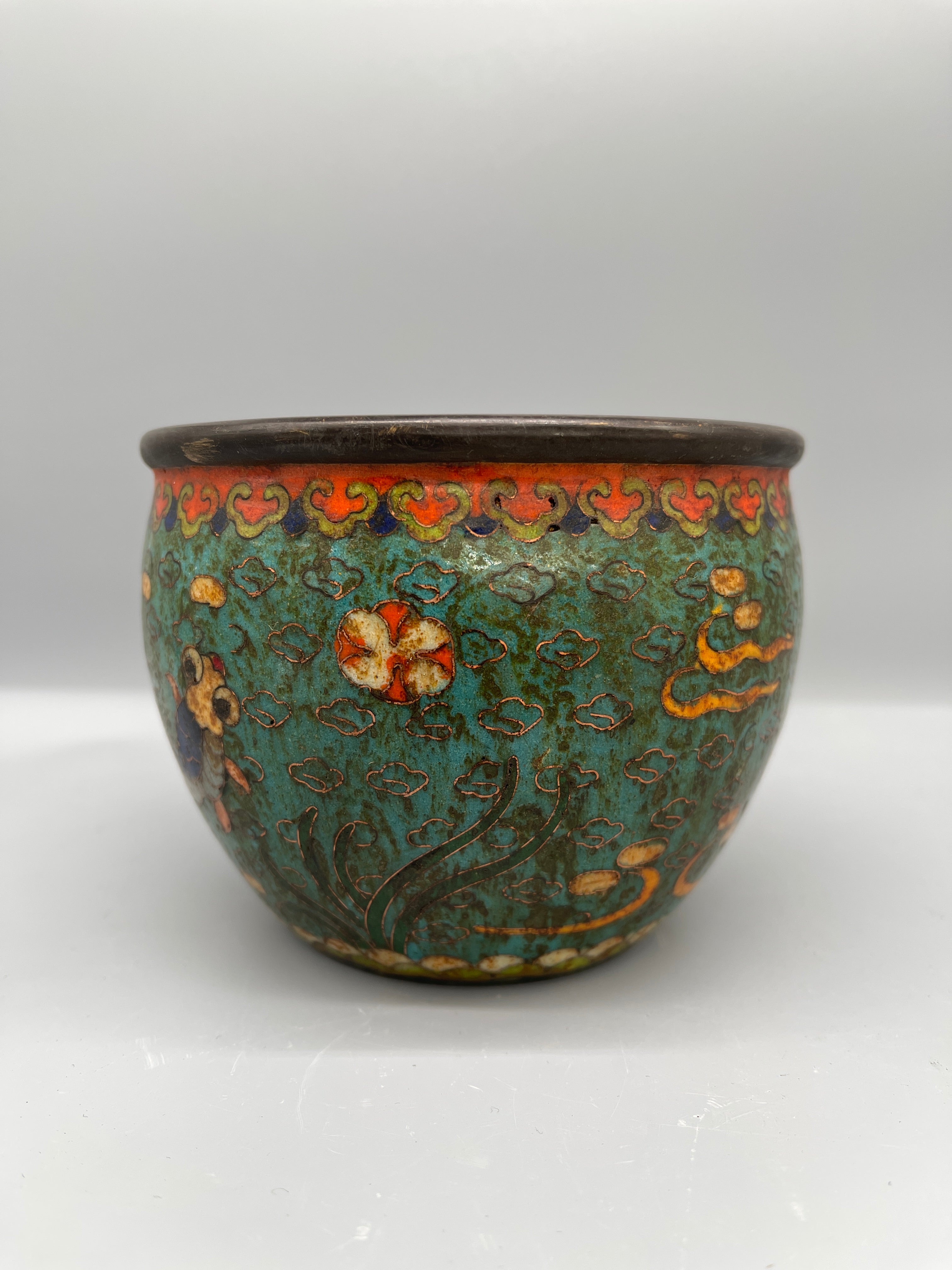 Vintage Chinese Cloisonne Bronze Bowl