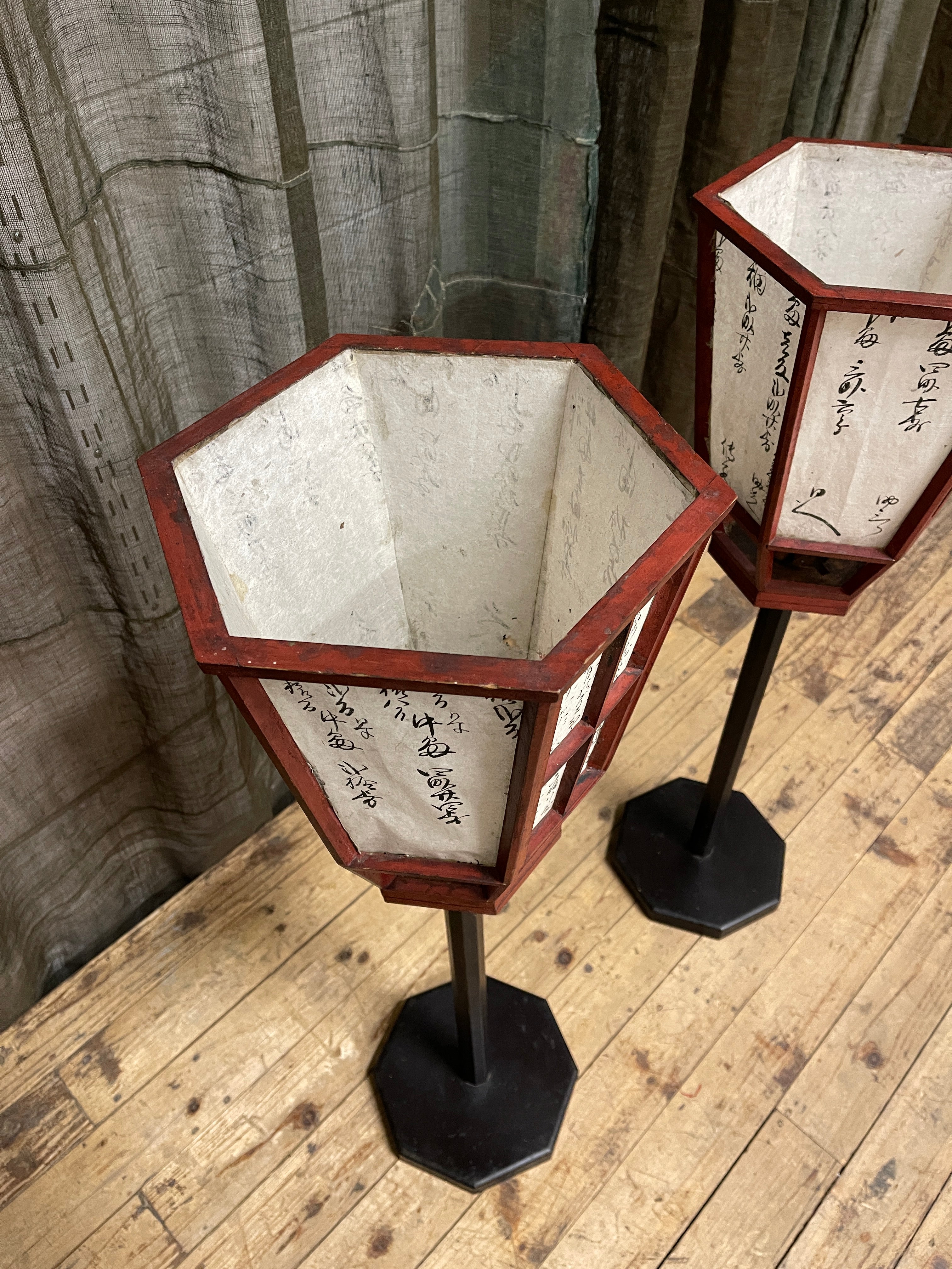 Pair Of Antique Japanese Lacquered Temple Lanterns