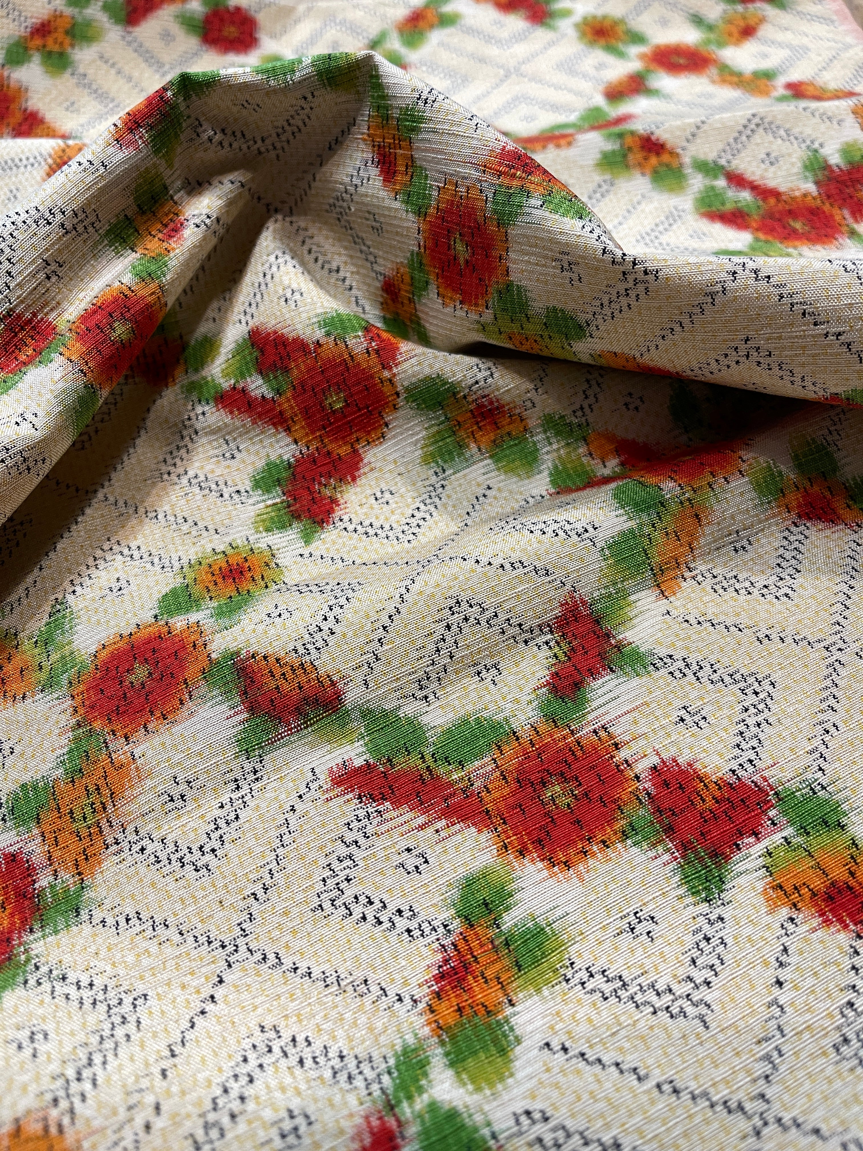 Japanese Silk Fabric, Floral Pattern