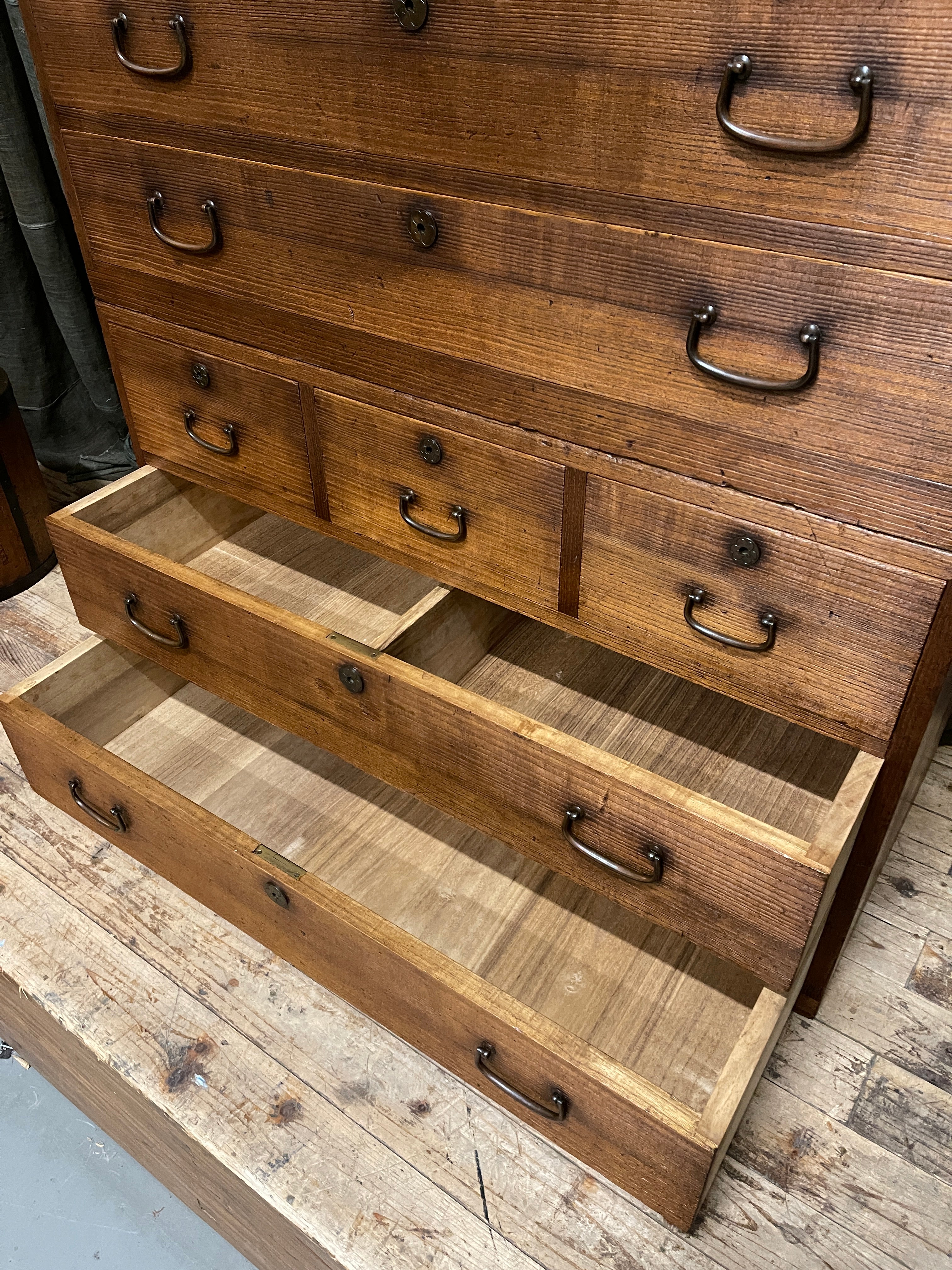 Japanese Kimono Storage Chest-on-Chest, Isho Dansu - Paulownia | Taisho