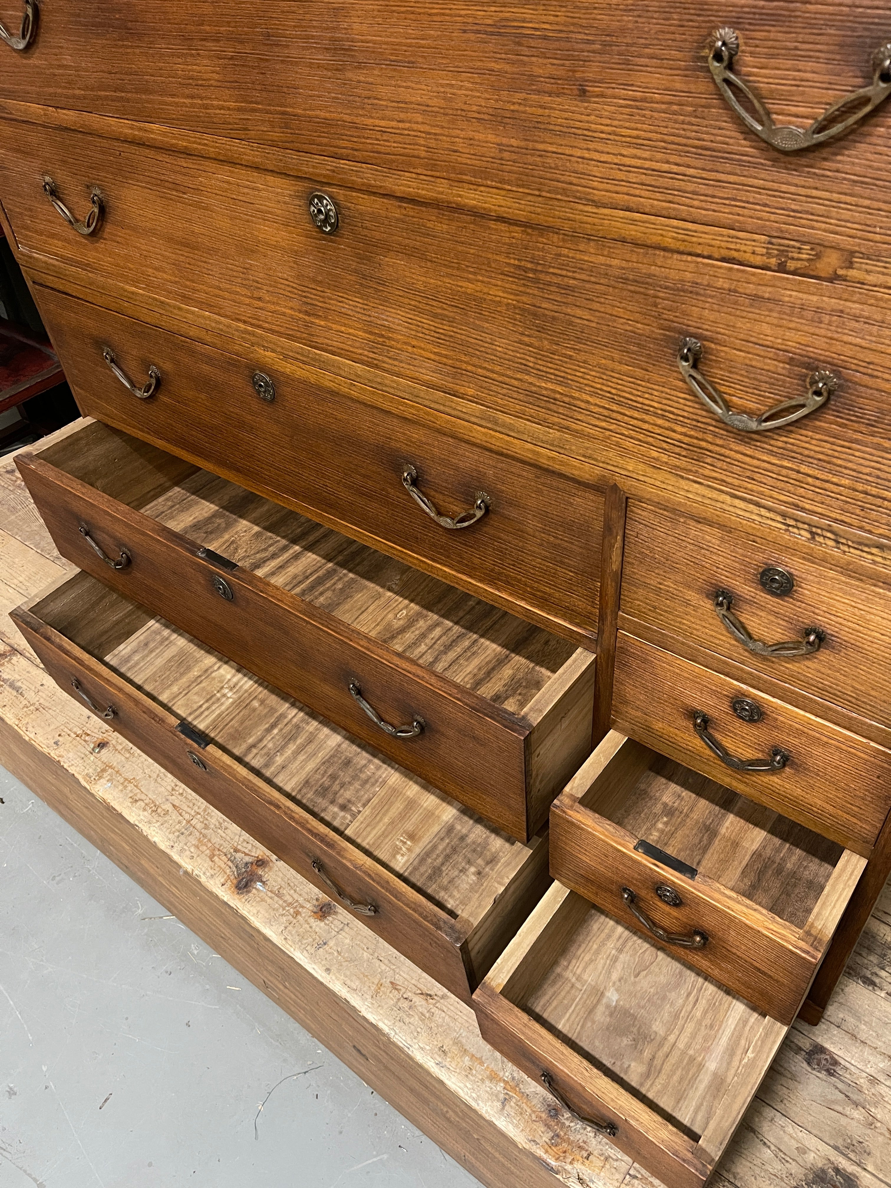 Japanese Three-Piece Kimono Chest of Drawers - Paulownia | Showa