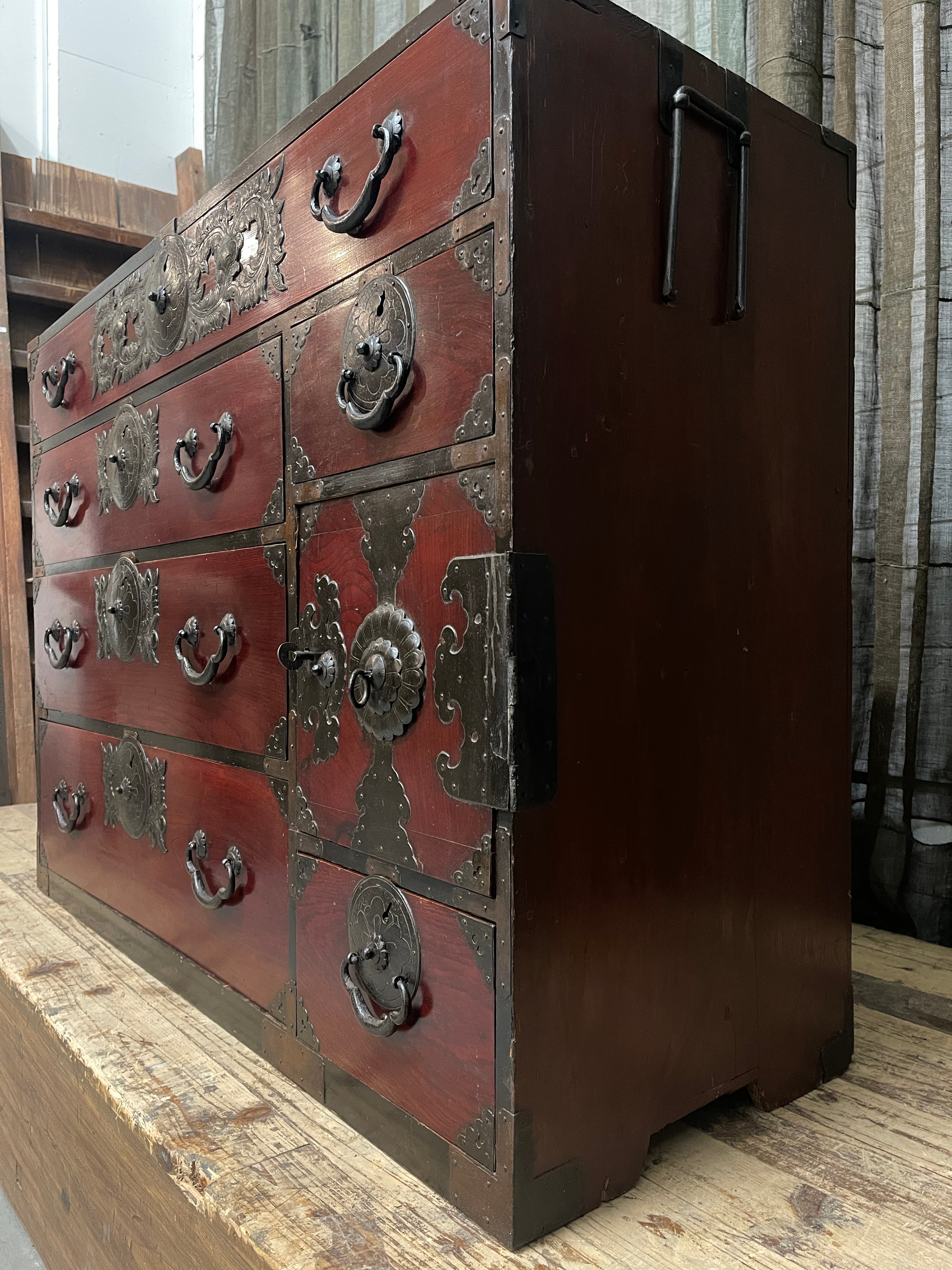 Japanese Lacquered Kimono Chest of Drawers - Meiji