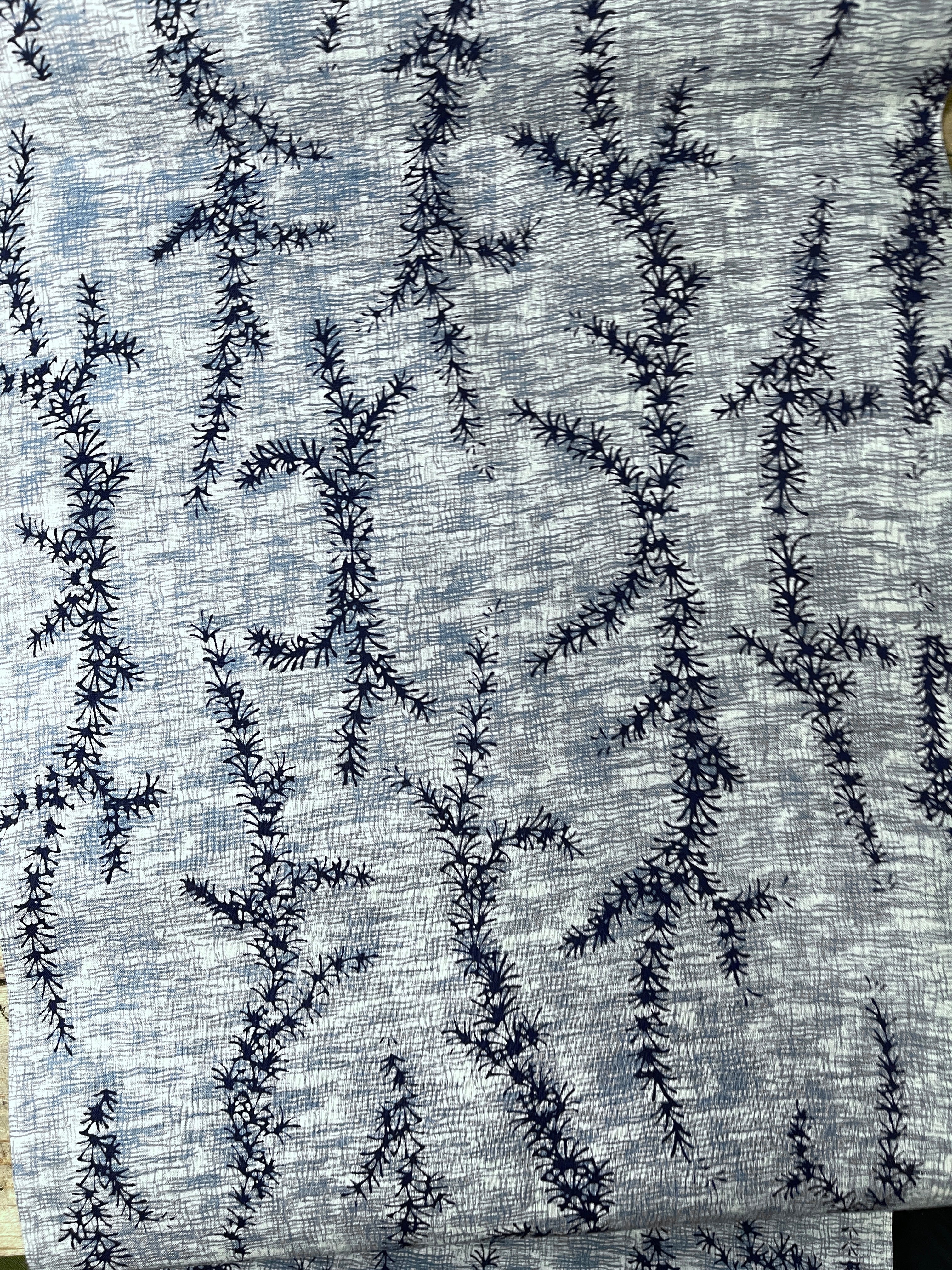 Japanese Yukata Cotton Fabric, Blue & White
