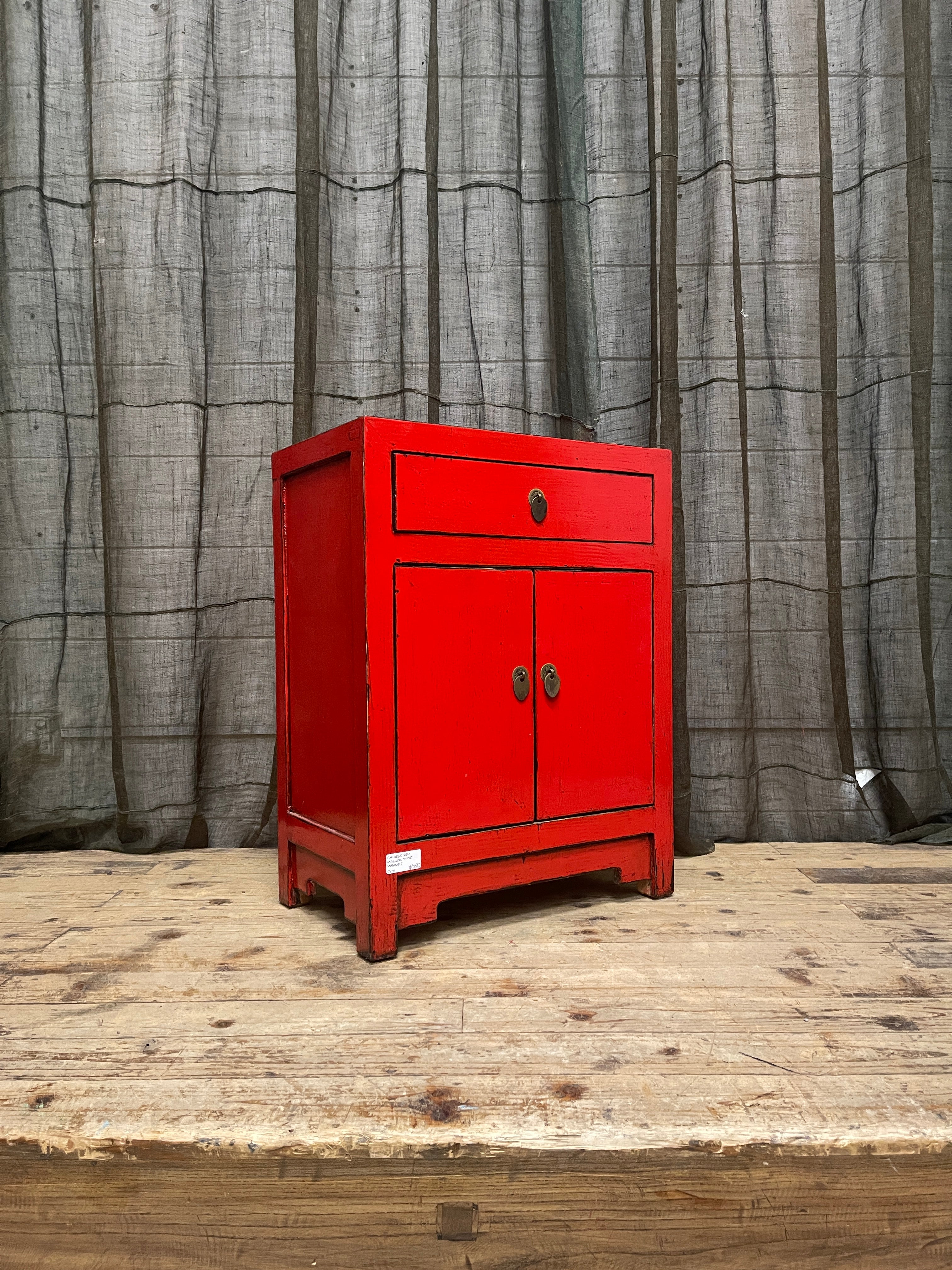 Chinese Red Lacquered Side Cabinet