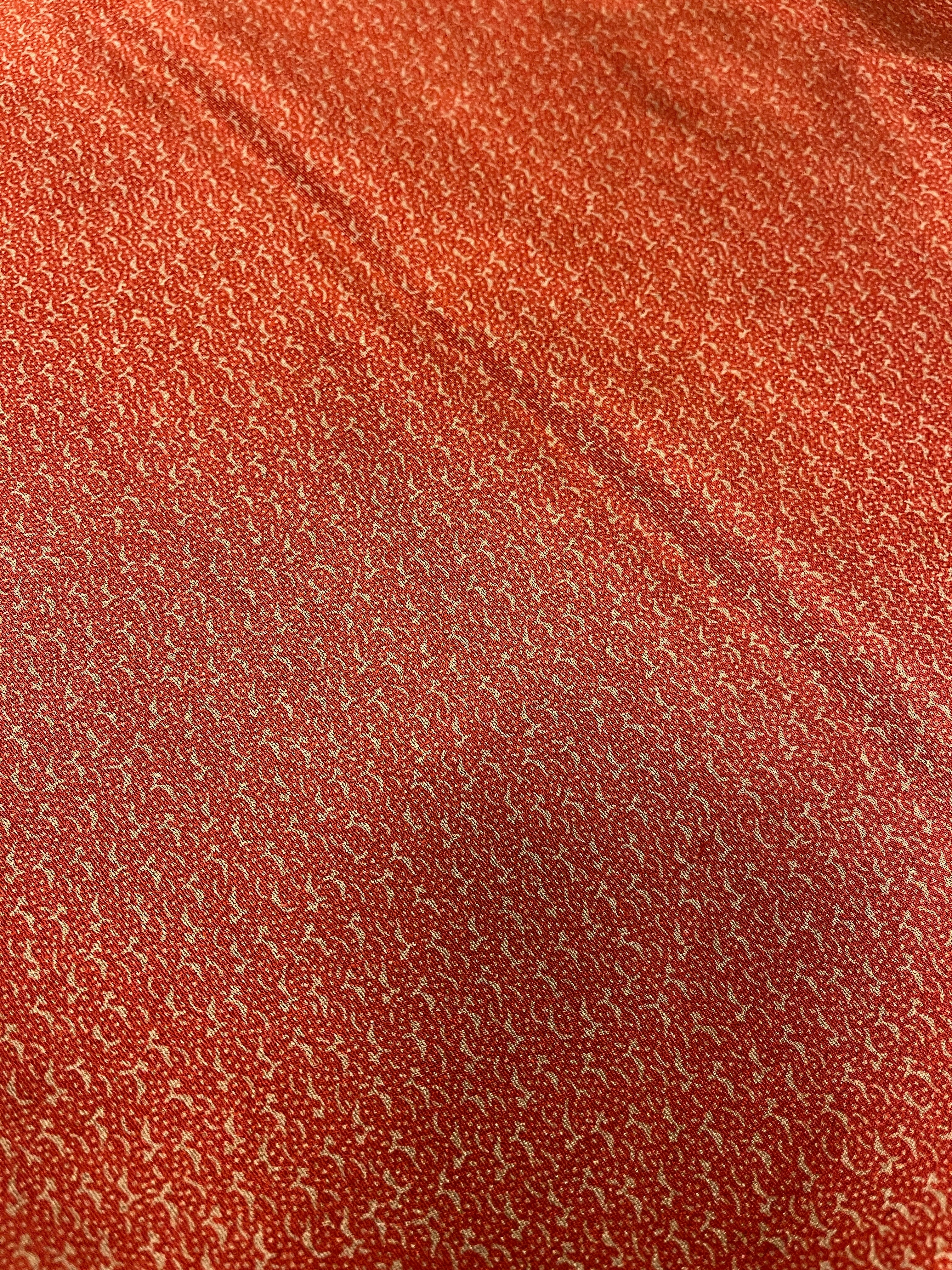 Japanese Silk Fabric, Deep Red with Grey Spots