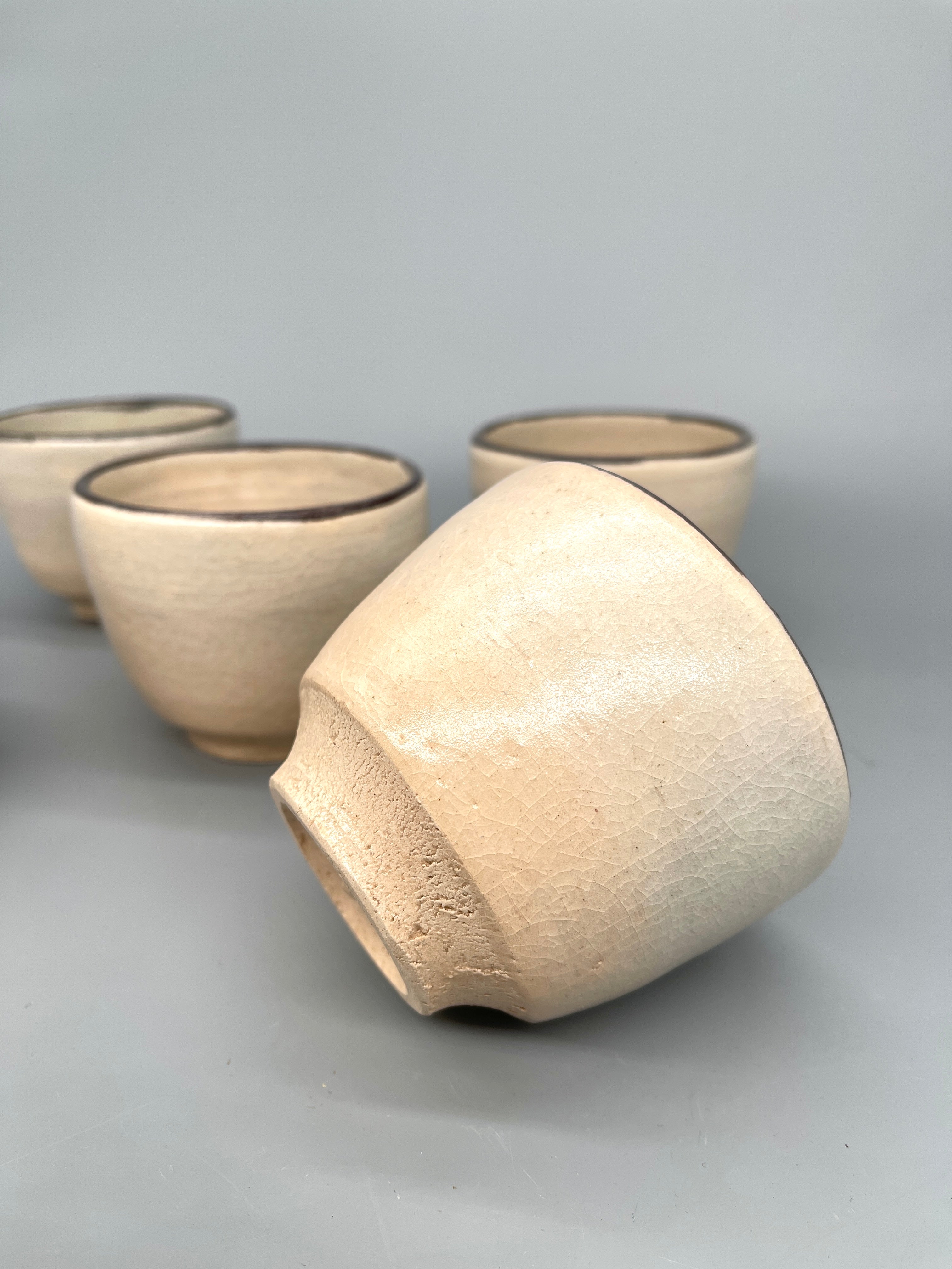 Set of 5 Japanese Yunomi, Tea Cups