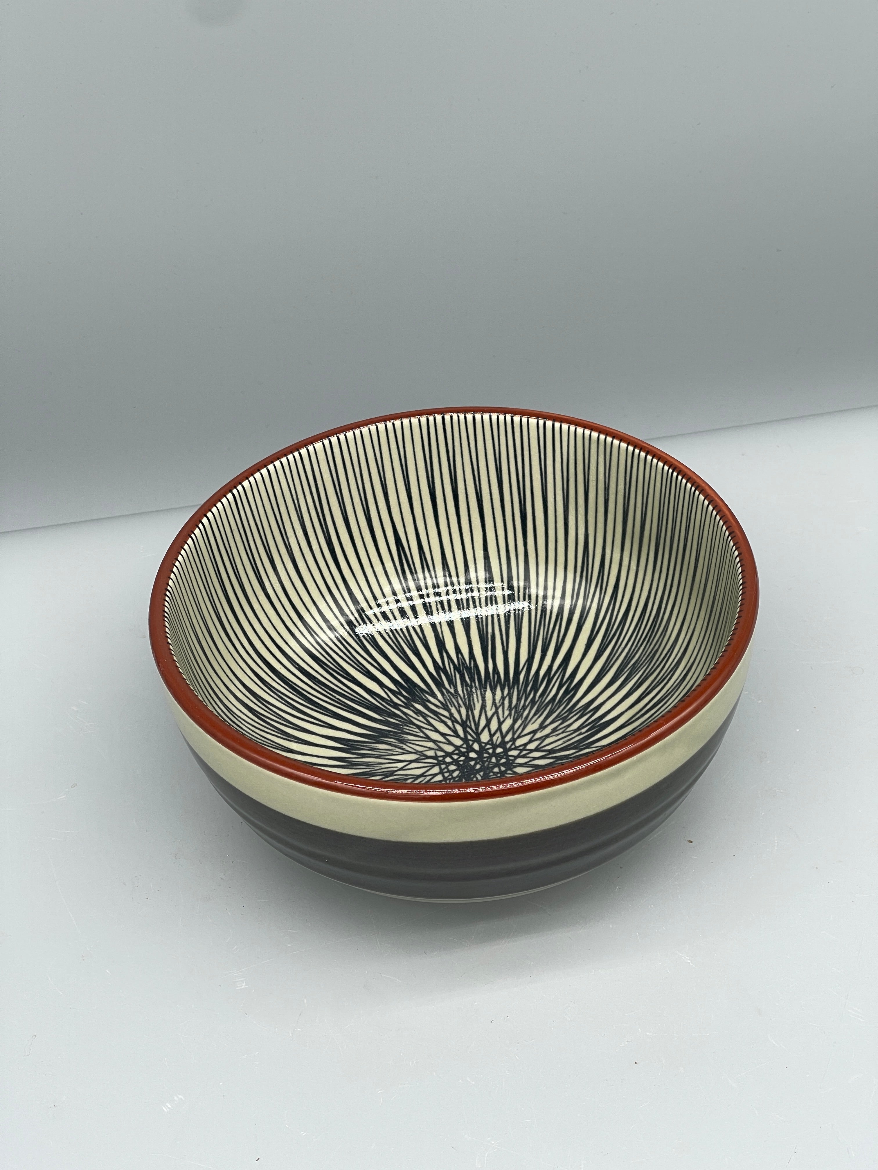 Contemporary Japanese Bowl - Green, Stripe