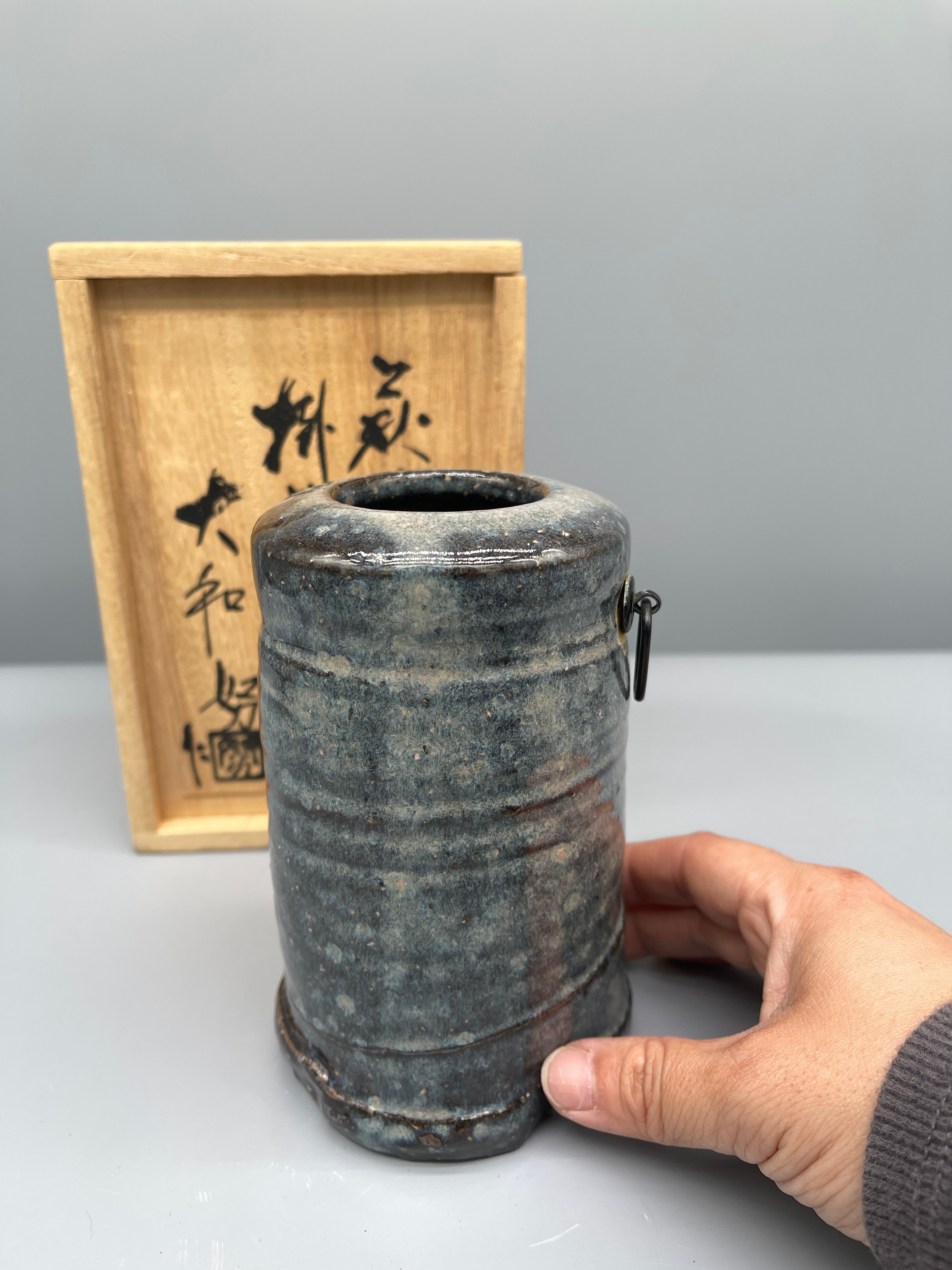 Vintage Japanese Pottery Wall Hanging Vase