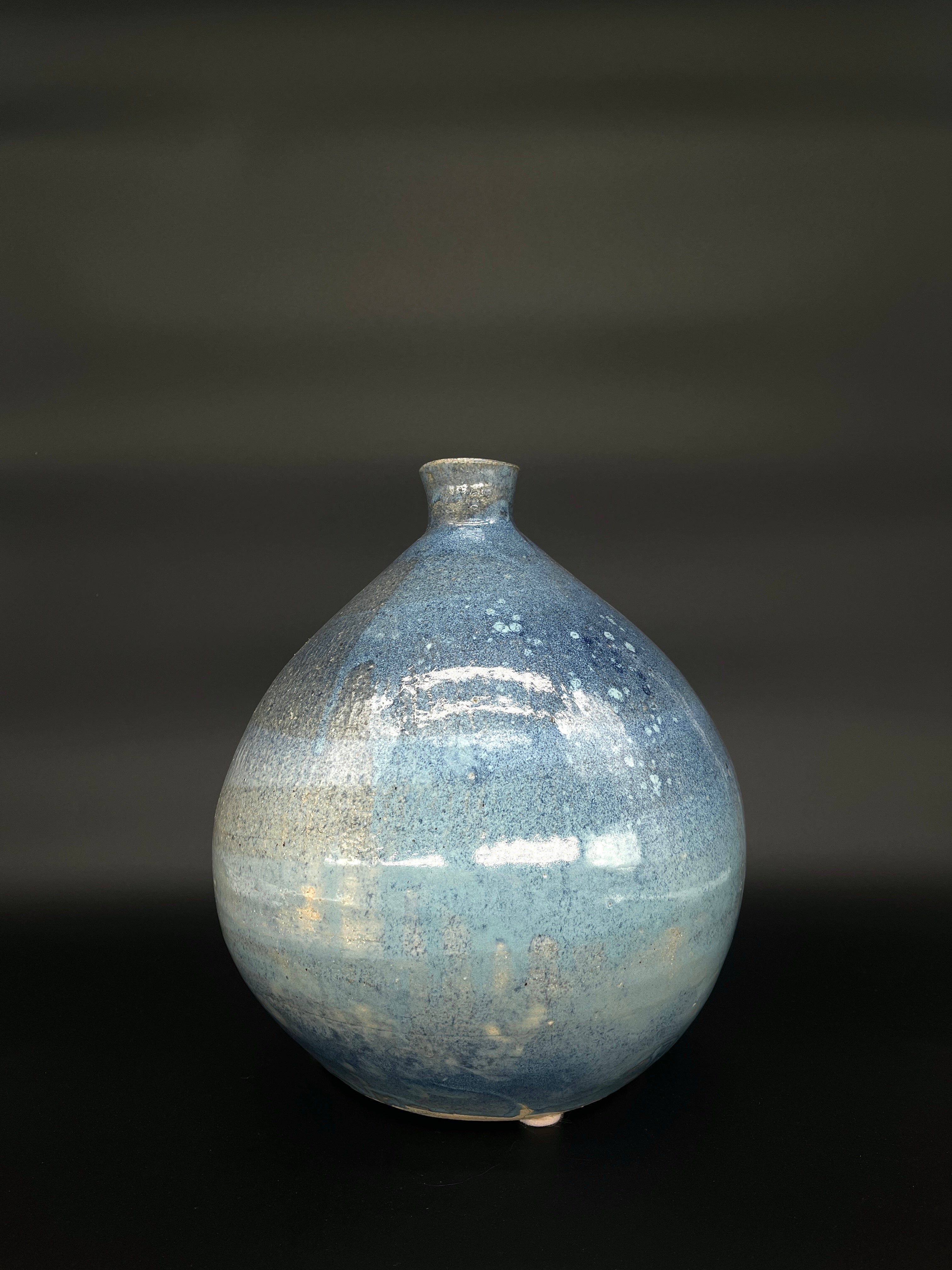 Vintage Japanese Signed Studio Pottery Vase - Blue | c.1970