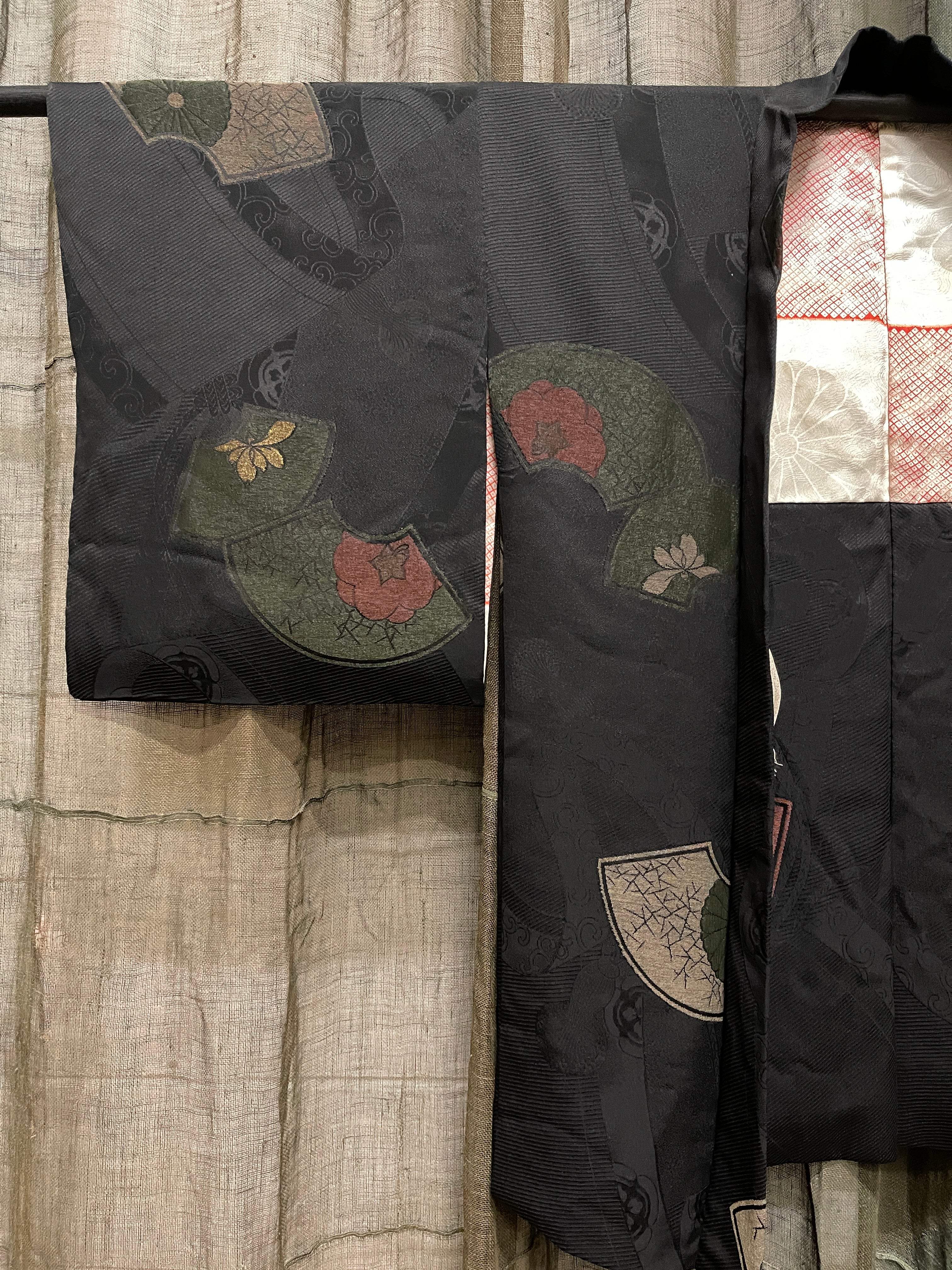 Japanese Haori-Kimono Silk Jacket - Fan Design