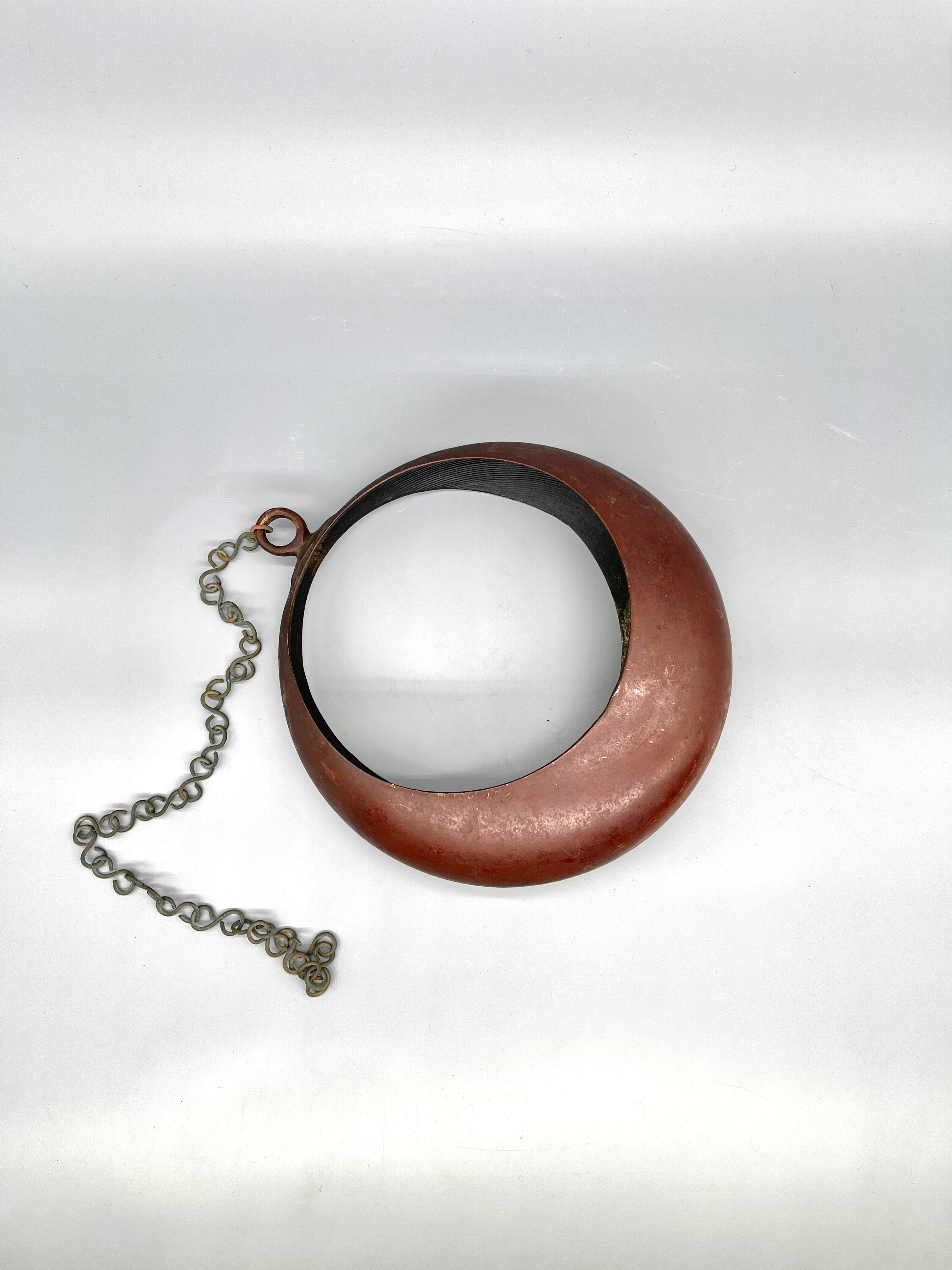 Vintage Japanese Bronze Crescent Moon Hanging Vase