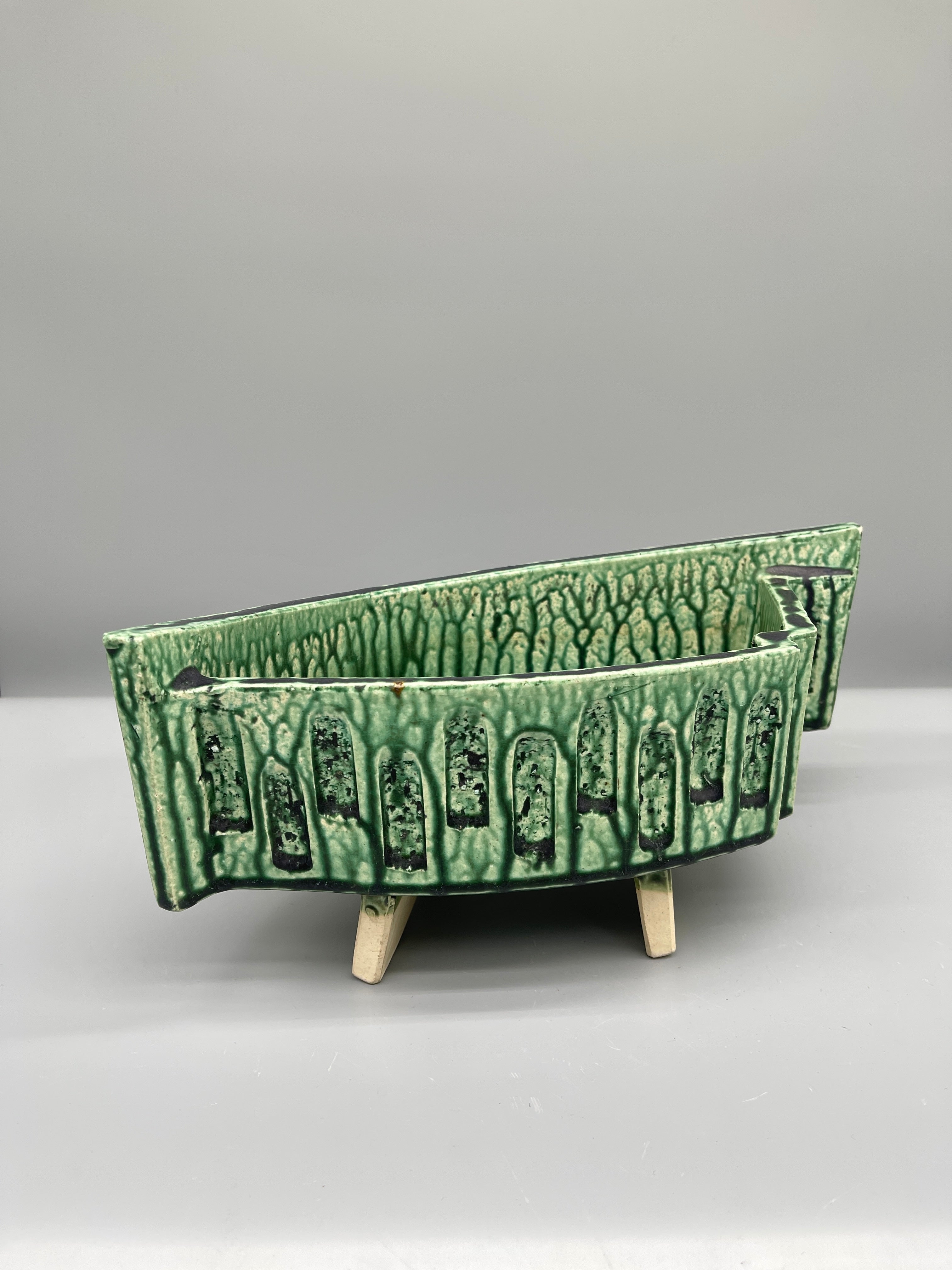 Vintage Japanese Ikebana Vase - Green Mid-Century Shape